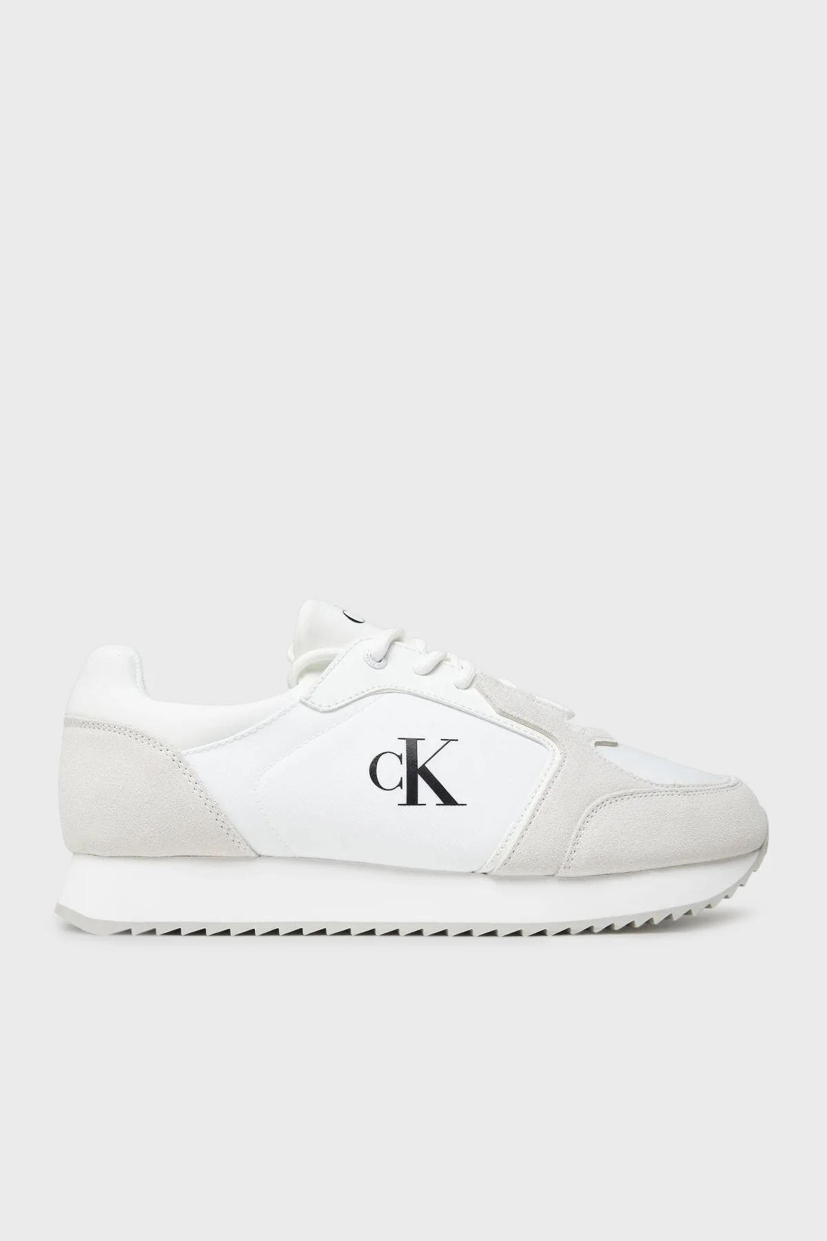 Calvin Klein Logolu Süet Detaylı Sneaker YM0YM0132601W Erkek Ayakkabı YM0YM01326 01W BEYAZ-SİYAH - 1