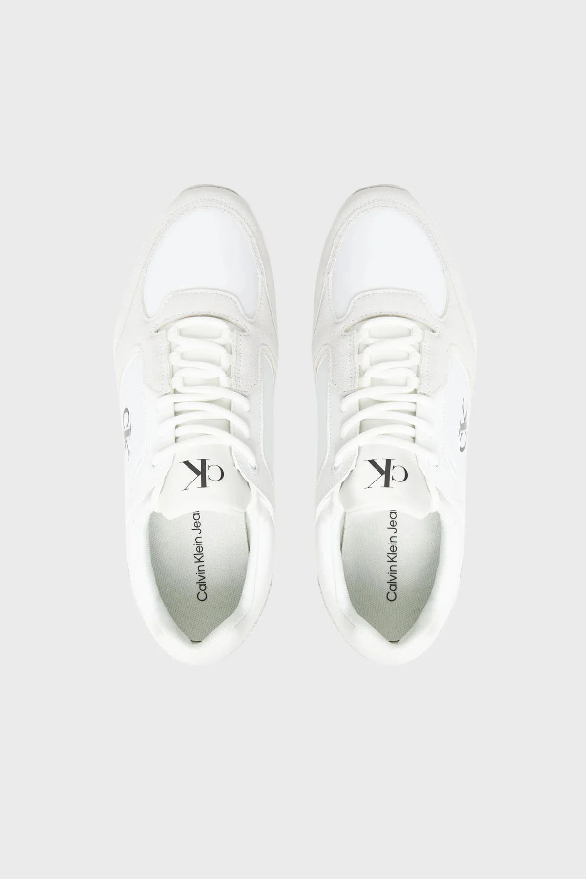 Calvin Klein Logolu Süet Detaylı Sneaker YM0YM0132601W Erkek Ayakkabı YM0YM01326 01W BEYAZ-SİYAH - 3