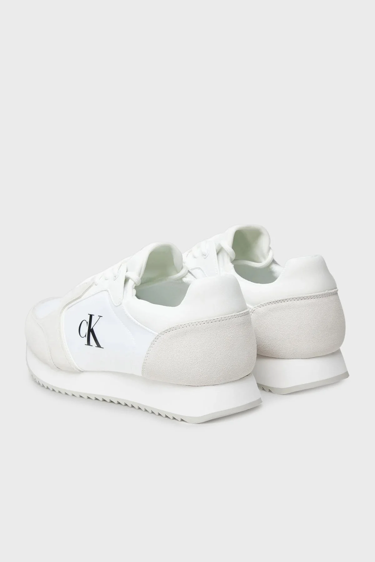Calvin Klein Logolu Süet Detaylı Sneaker YM0YM0132601W Erkek Ayakkabı YM0YM01326 01W BEYAZ-SİYAH - 4