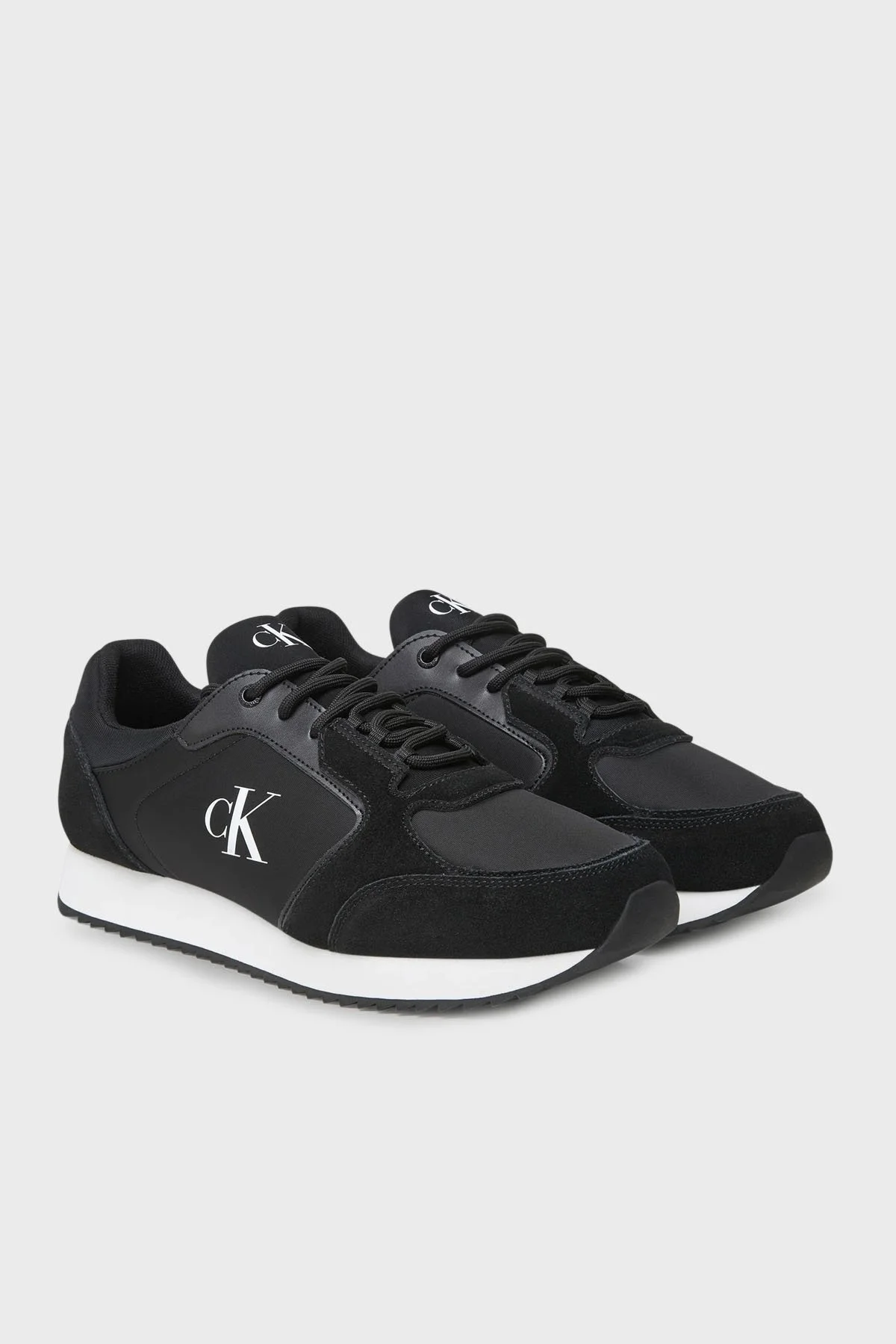 Calvin Klein Logolu Süet Detaylı Sneaker YM0YM013260GM Erkek Ayakkabı YM0YM01326 0GM SİYAH-BEYAZ - 2