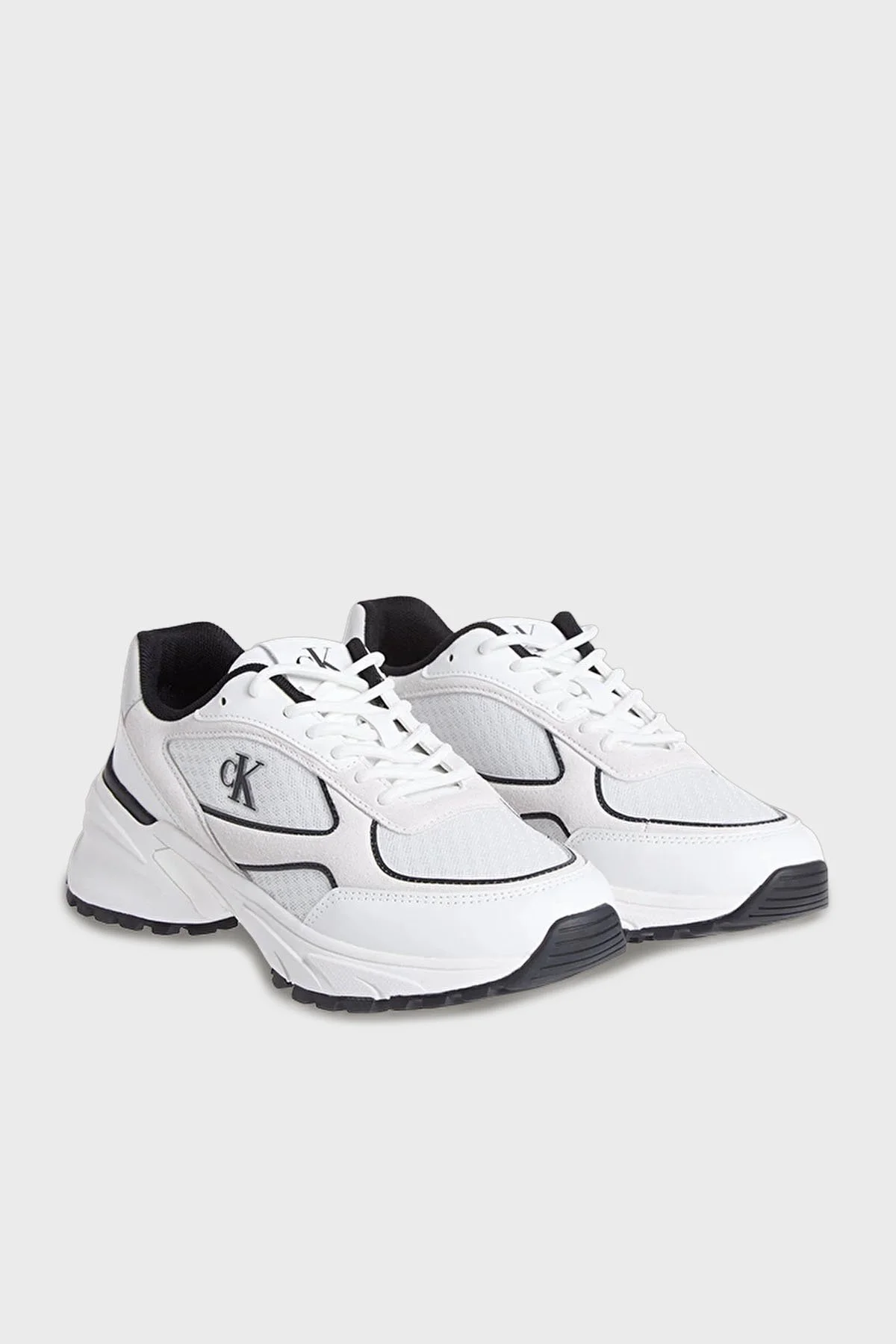 Calvin Klein Logolu Süet Detaylı Sneaker YM0YM0137901W Erkek Ayakkabı YM0YM01379 01W BEYAZ-SİYAH - 2