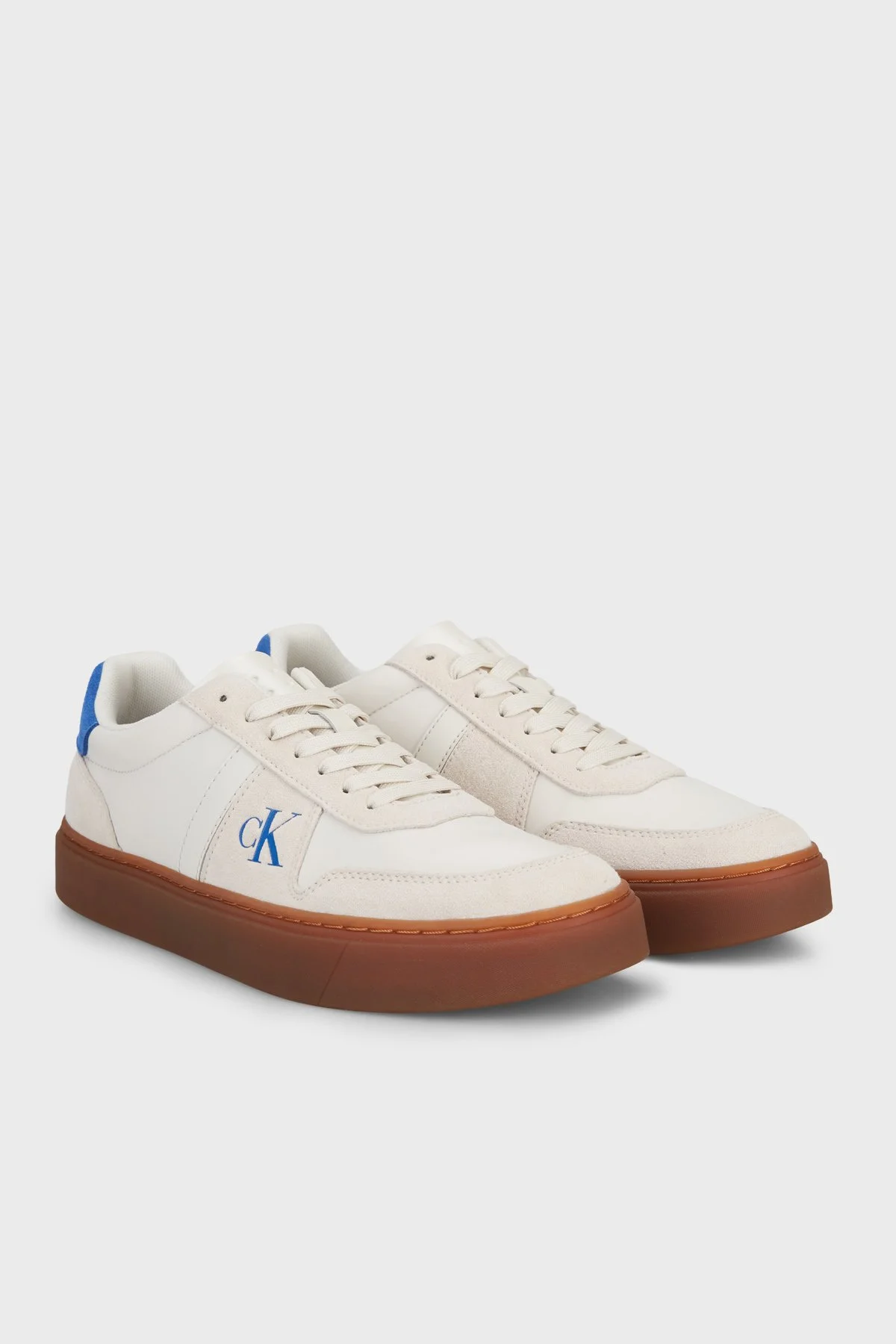 Calvin Klein Logolu Süet Detaylı Sneaker YM0YM013950IO Erkek Ayakkabı YM0YM01395 0IO Gri-beyaz - 3