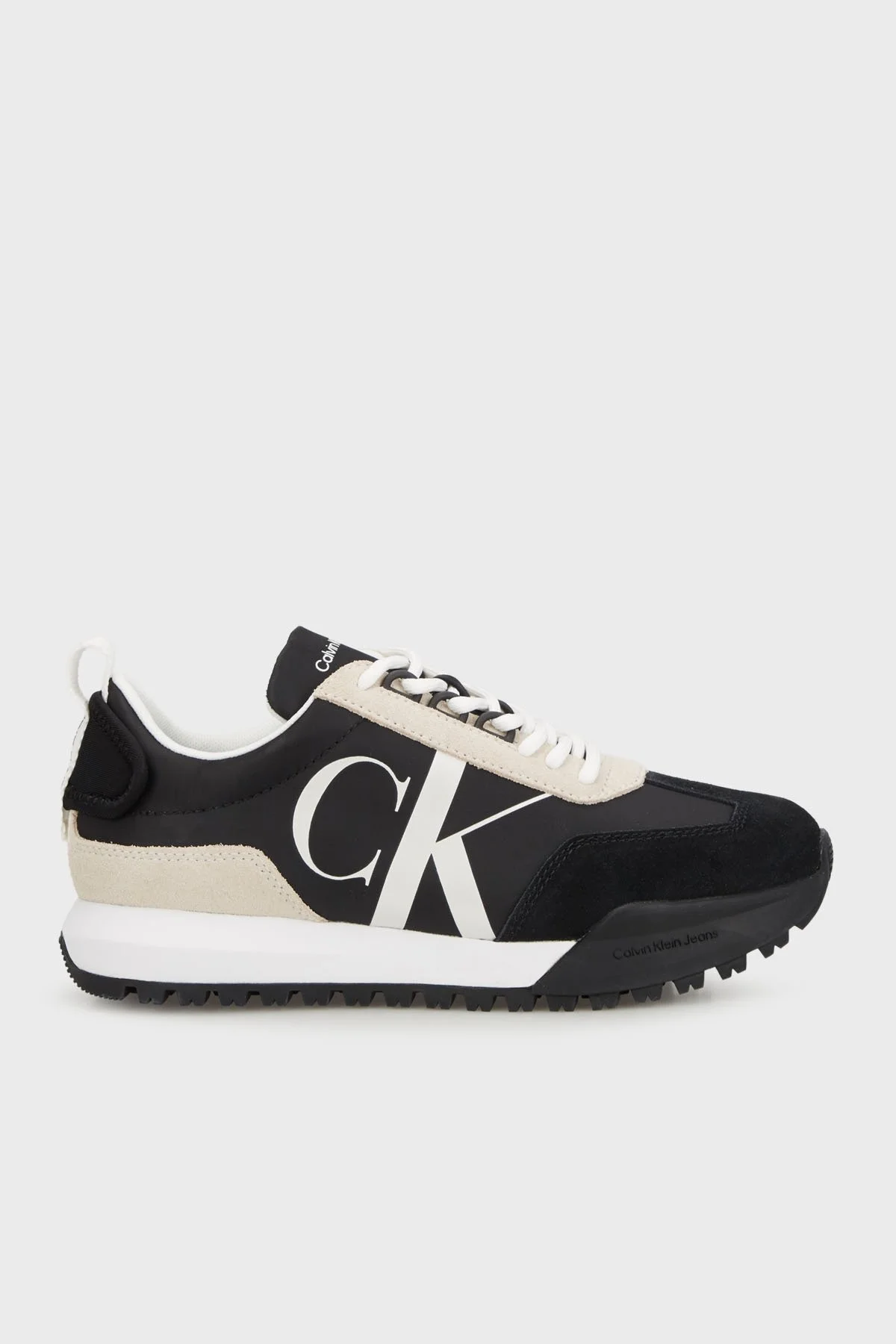 Calvin Klein Logolu Süet Detaylı Sneaker YW0YW01100BEH Bayan Ayakkabı YW0YW01100 BEH SİYAH - 1