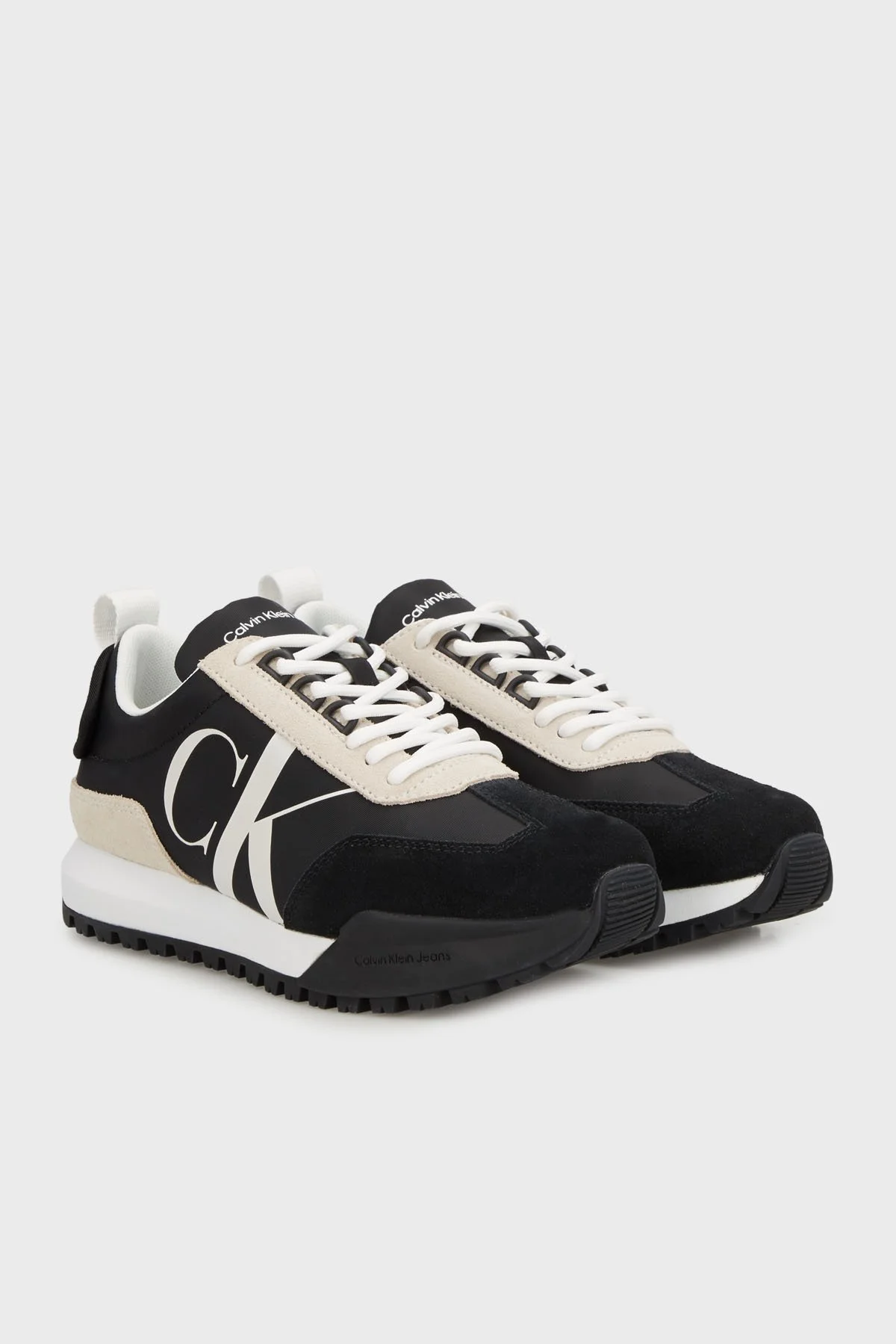 Calvin Klein Logolu Süet Detaylı Sneaker YW0YW01100BEH Bayan Ayakkabı YW0YW01100 BEH SİYAH - 3