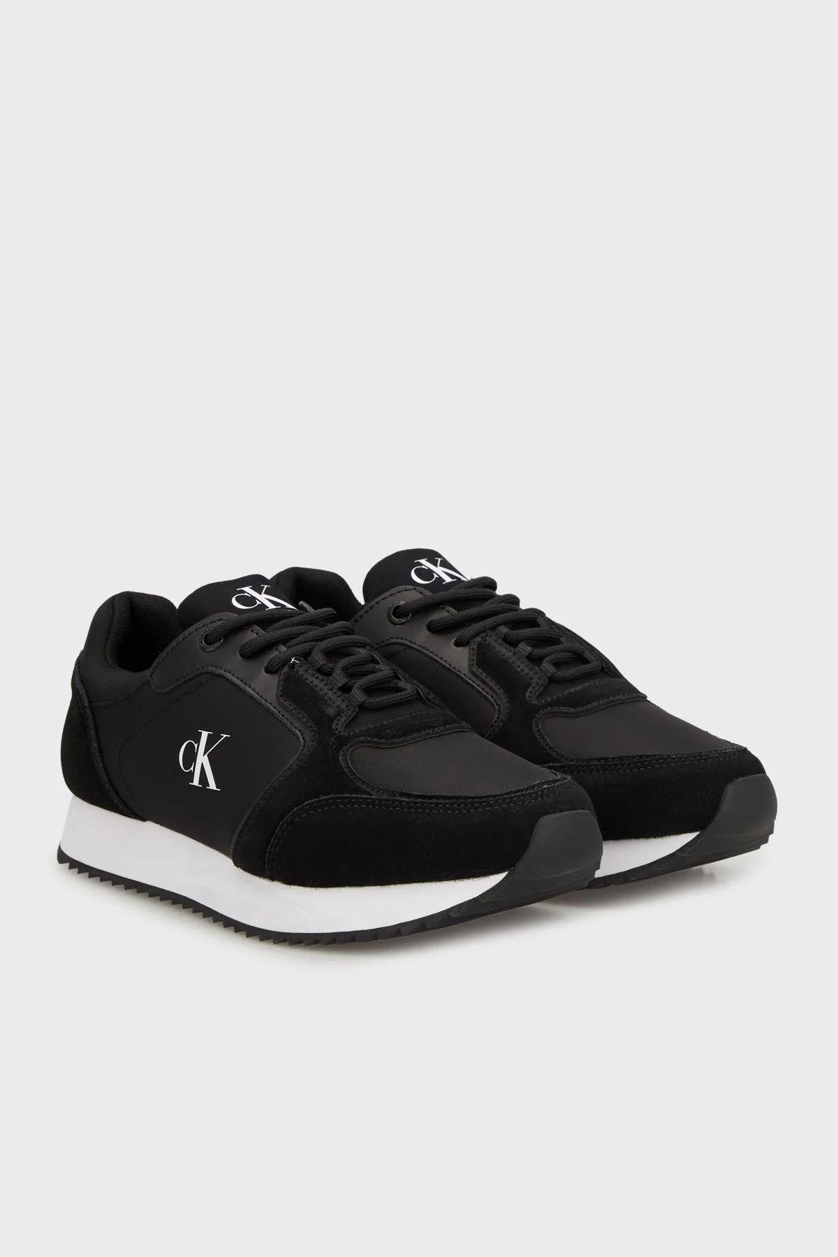 Calvin Klein Logolu Süet Detaylı Sneaker YW0YW0164401W Bayan Ayakkabı YW0YW01644 01W SİYAH - 3