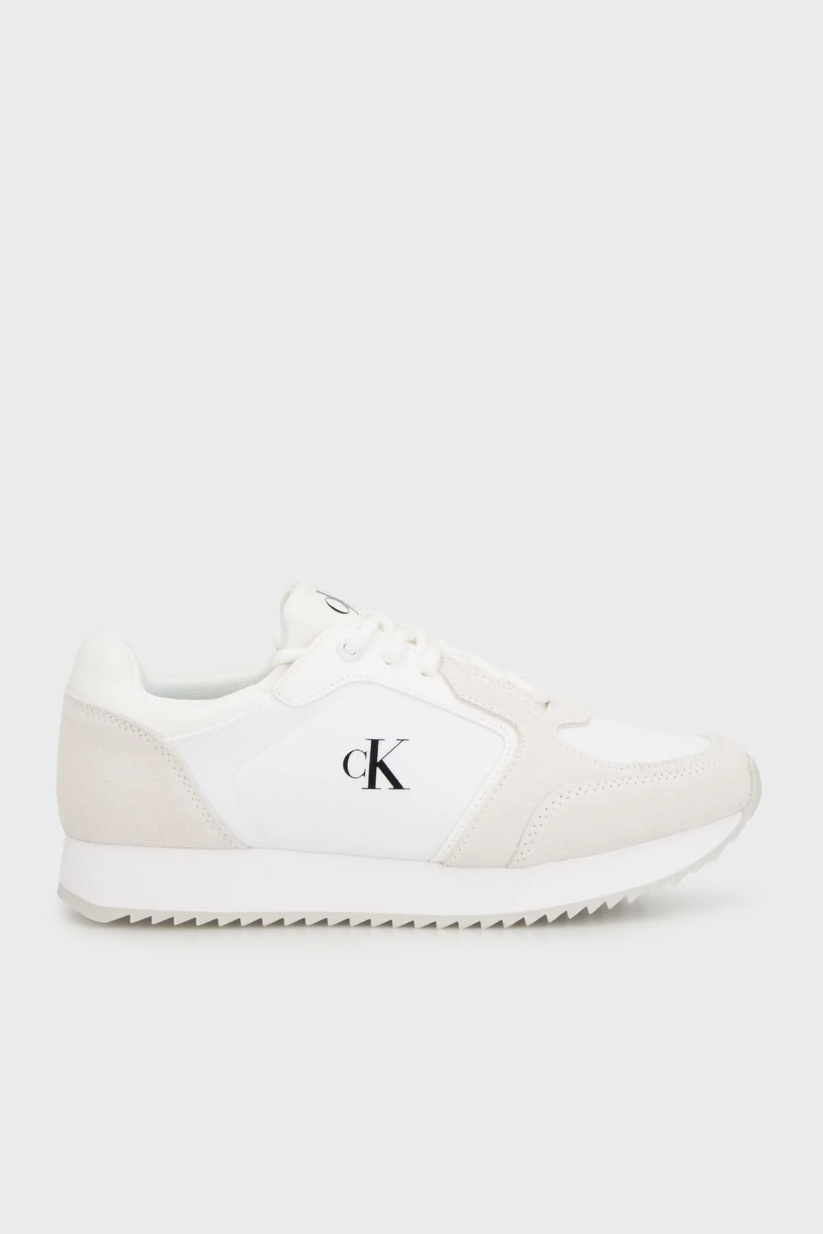 Calvin Klein Logolu Süet Detaylı Sneaker YW0YW0164402Z Bayan Ayakkabı YW0YW01644 02Z BEYAZ-BEJ - 1