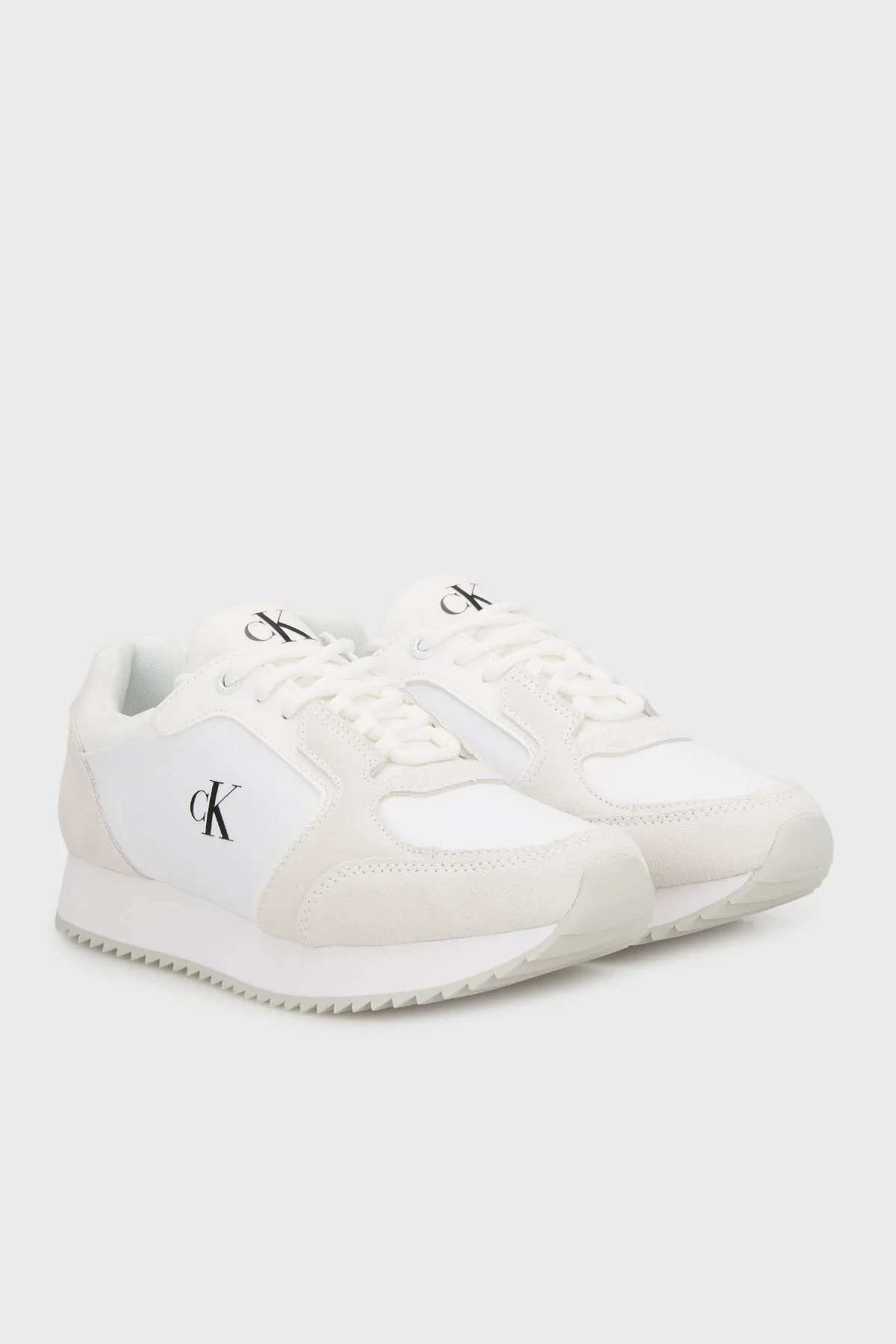 Calvin Klein Logolu Süet Detaylı Sneaker YW0YW0164402Z Bayan Ayakkabı YW0YW01644 02Z BEYAZ-BEJ - 3