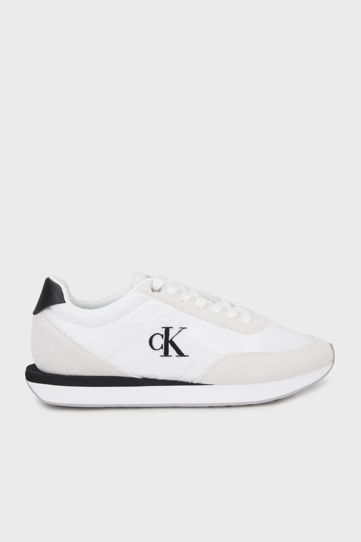 Calvin Klein Logolu Süet Detaylı Sneaker YW0YW0199001W Bayan Ayakkabı YW0YW01990 01W BEYAZ - 1