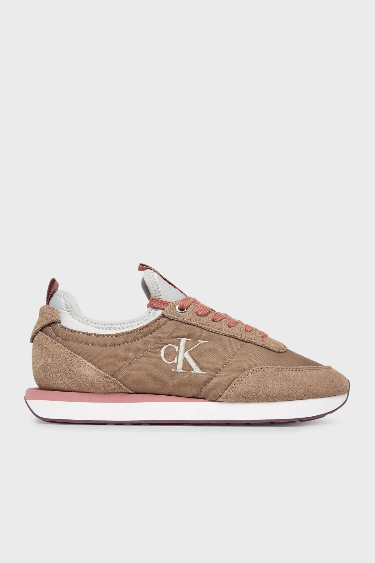 Calvin Klein Logolu Süet Detaylı Sneaker YW0YW020600F9 Bayan Ayakkabı YW0YW02060 0F9 VİZON - 1