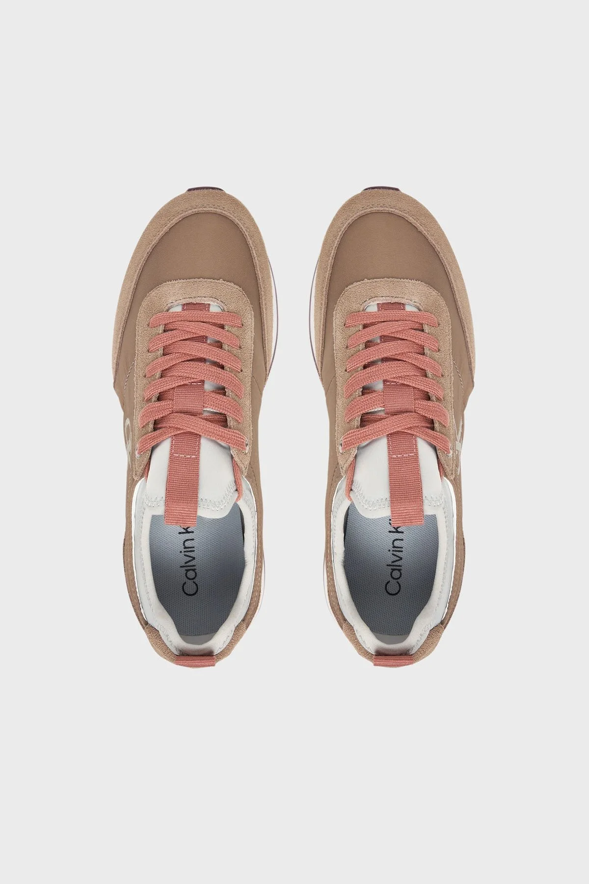 Calvin Klein Logolu Süet Detaylı Sneaker YW0YW020600F9 Bayan Ayakkabı YW0YW02060 0F9 VİZON - 3