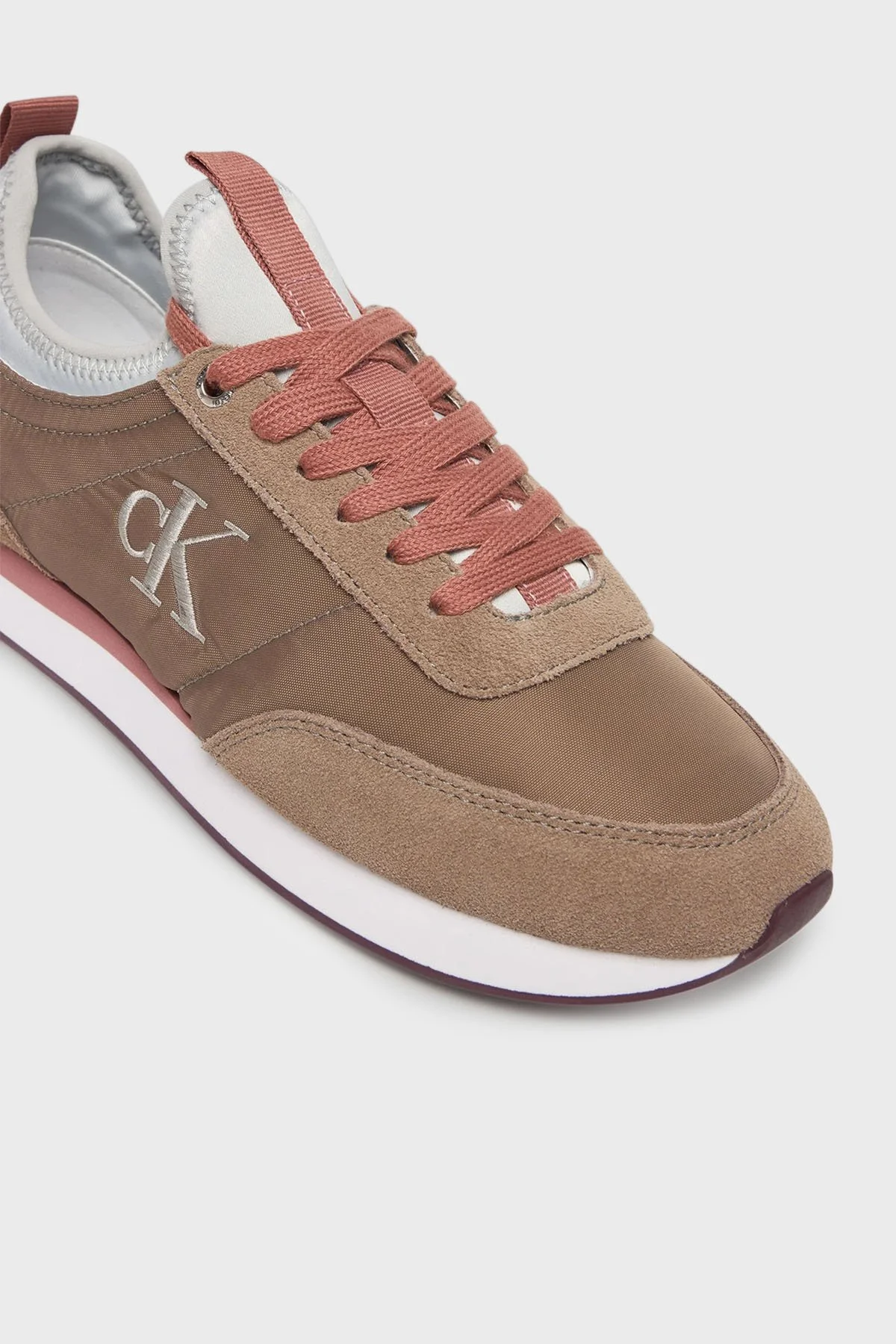 Calvin Klein Logolu Süet Detaylı Sneaker YW0YW020600F9 Bayan Ayakkabı YW0YW02060 0F9 VİZON - 5