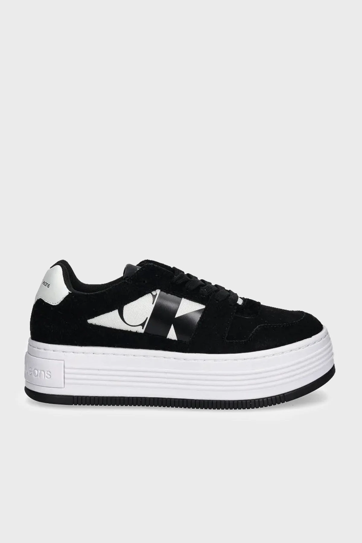 Calvin Klein Logolu Süet Platform Taban Sneaker YW0YW016040GM Bayan Ayakkabı YW0YW01604 0GM SİYAH-BEYAZ - 6