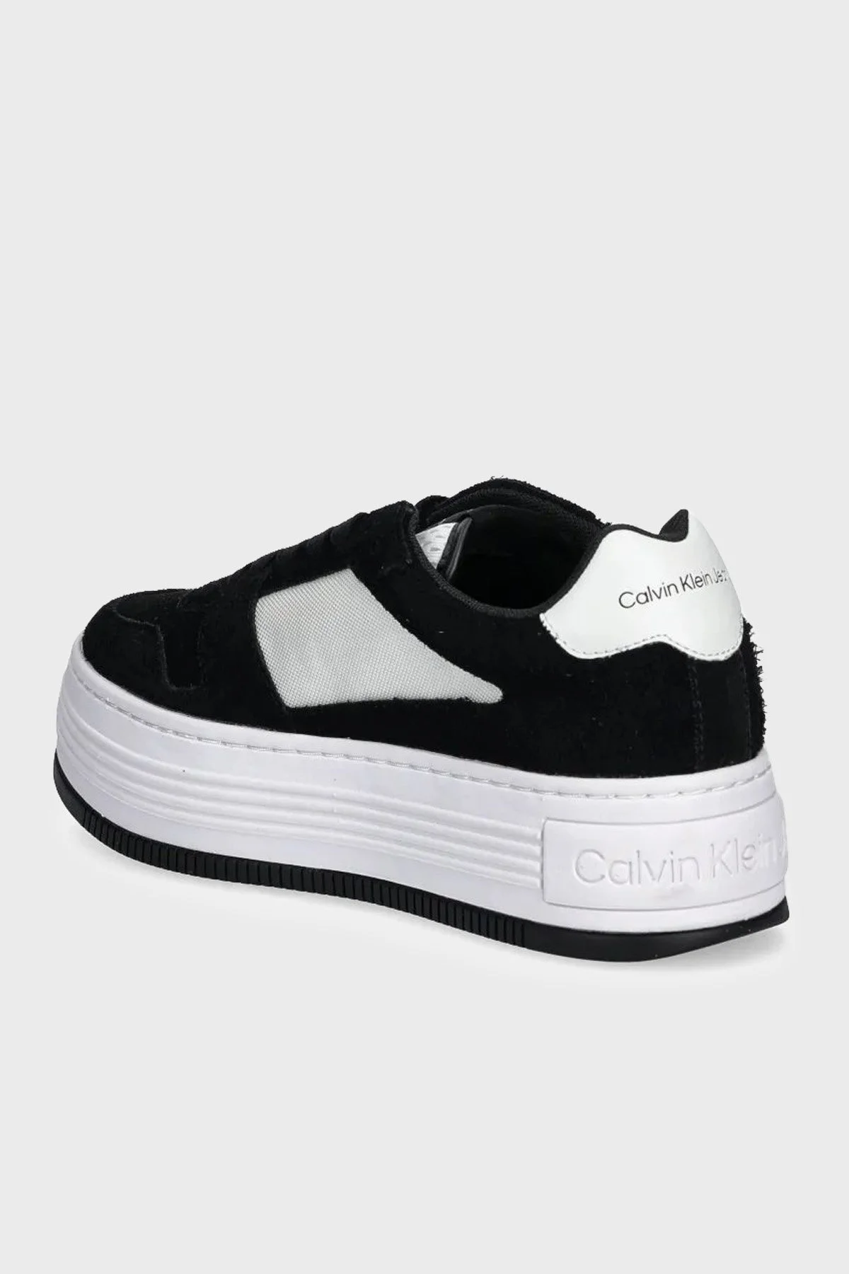 Calvin Klein Logolu Süet Platform Taban Sneaker YW0YW016040GM Bayan Ayakkabı YW0YW01604 0GM SİYAH-BEYAZ - 9