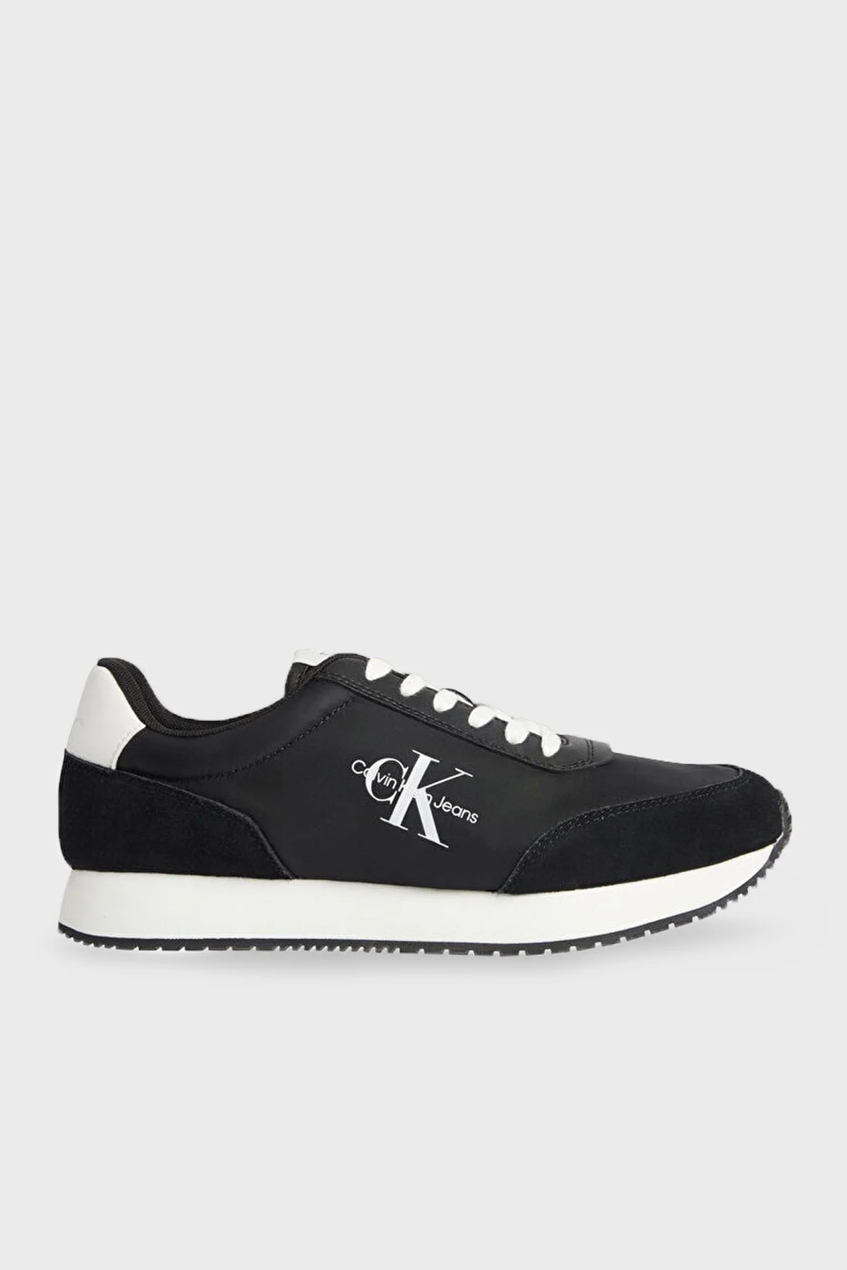 Calvin Klein Logolu Süet Sneaker Erkek Ayakkabı YM0YM00683 0GJ SİYAH-BEYAZ - 1