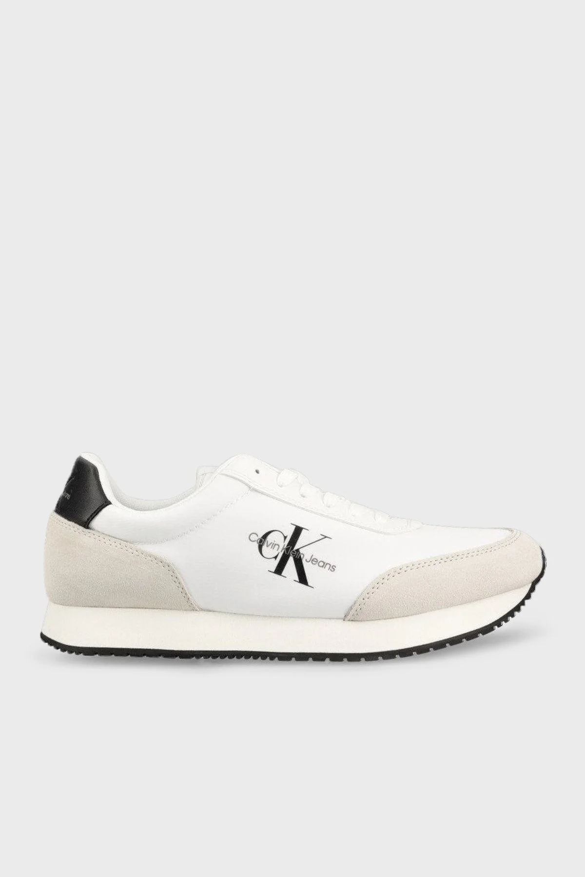 Calvin Klein Logolu Süet Sneaker Erkek Ayakkabı YM0YM00683 0K4 BEYAZ - 1