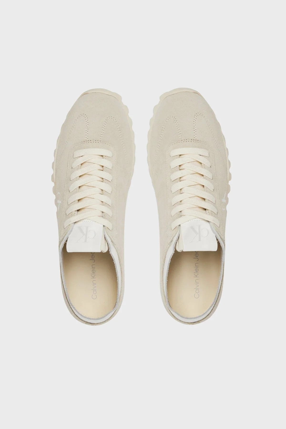 Calvin Klein Logolu Süet Sneaker YW0YW018980LN Bayan Ayakkabı YW0YW01898 0LN KREM-BEYAZ - 3