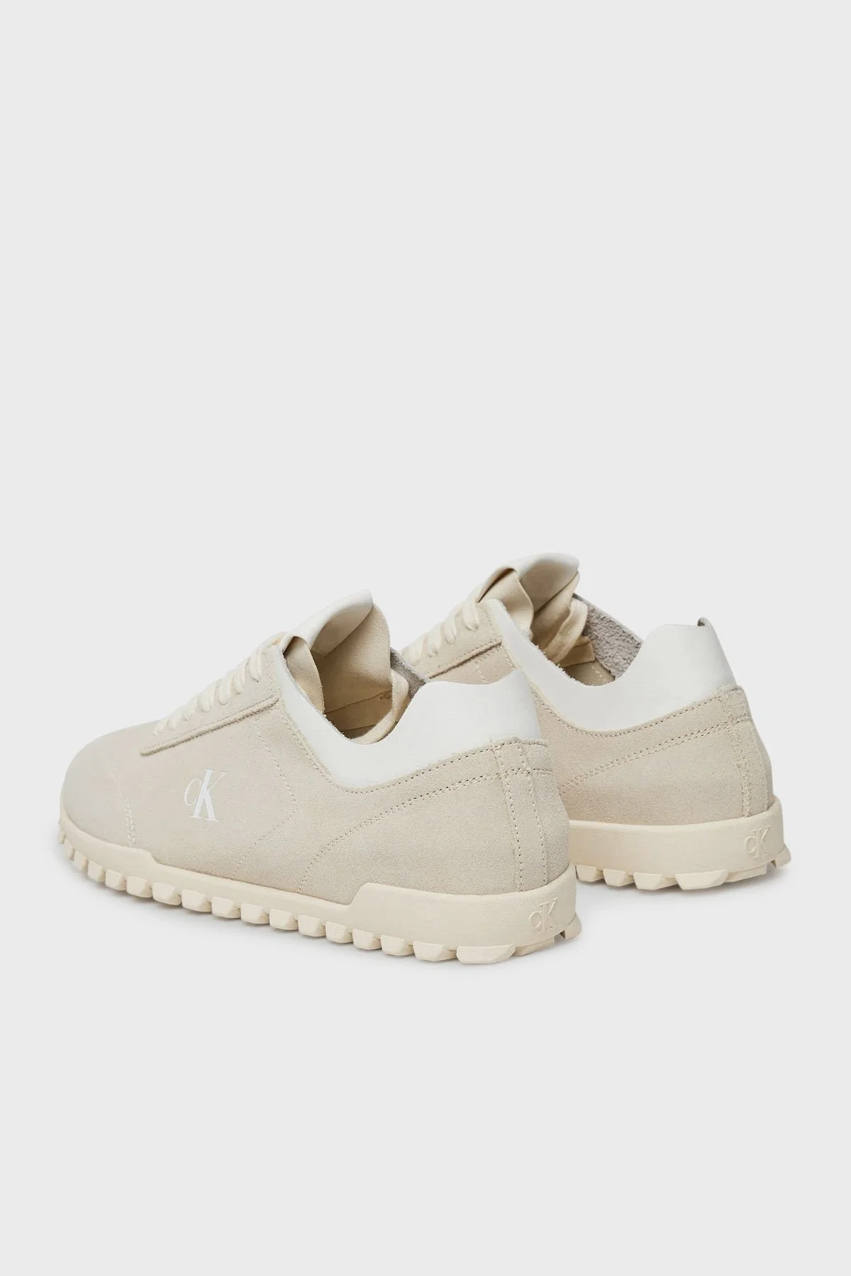 Calvin Klein Logolu Süet Sneaker YW0YW018980LN Bayan Ayakkabı YW0YW01898 0LN KREM-BEYAZ - 4