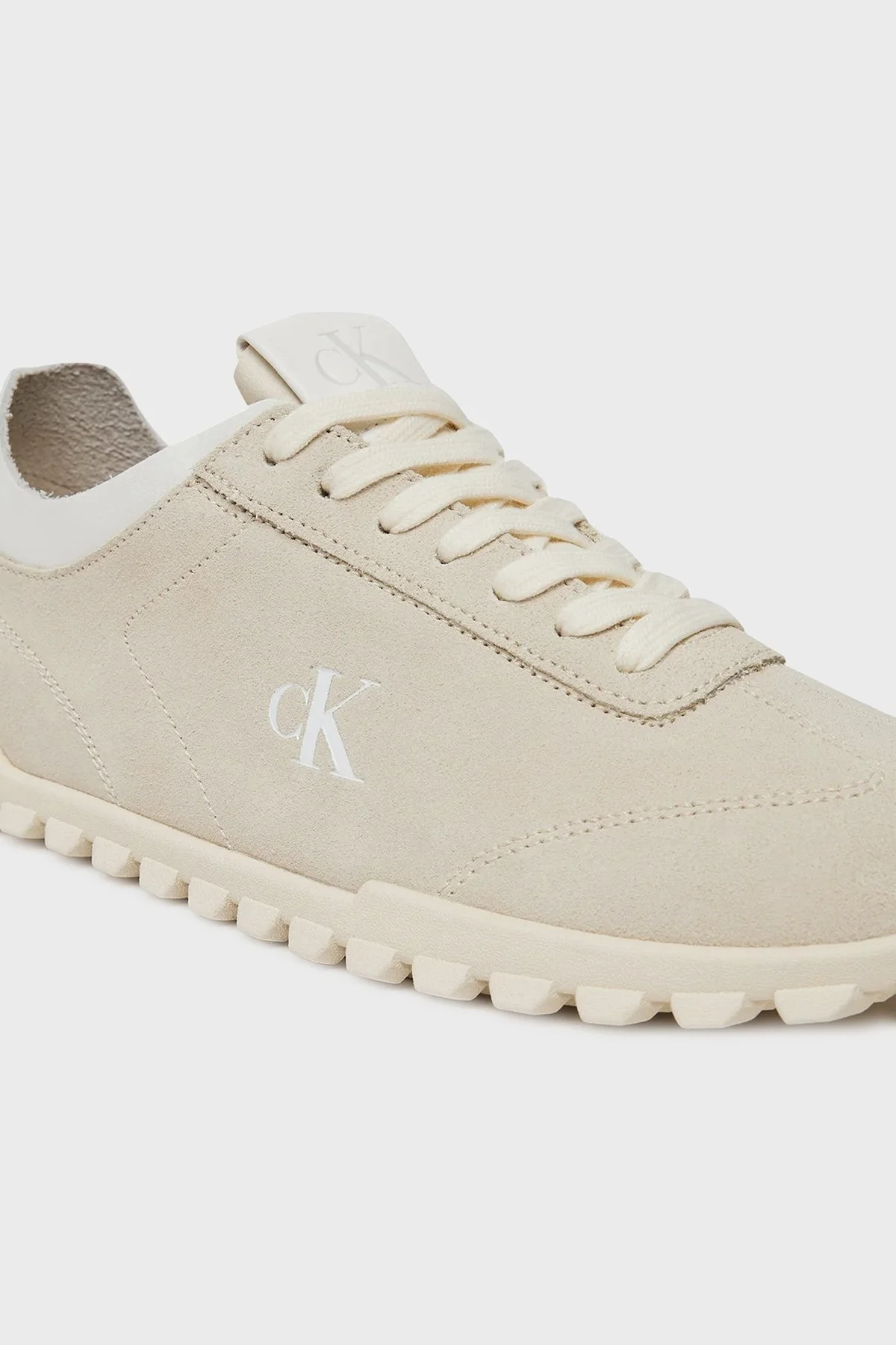 Calvin Klein Logolu Süet Sneaker YW0YW018980LN Bayan Ayakkabı YW0YW01898 0LN KREM-BEYAZ - 5