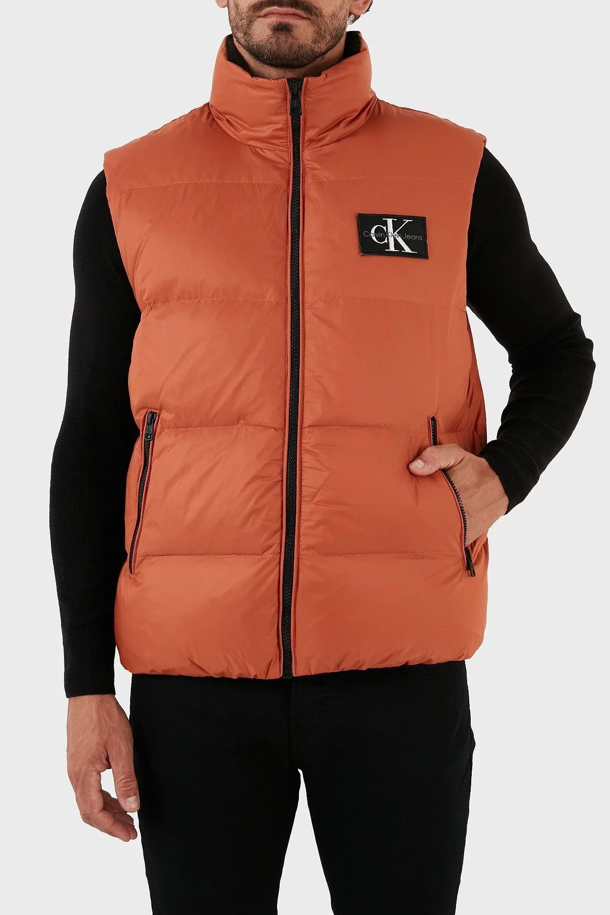 Calvin Klein Logolu Suya Dayanıklı Dik Yaka Regular Fit Şişme Erkek Yelek J30J323473 GAN KİREMİT - 1