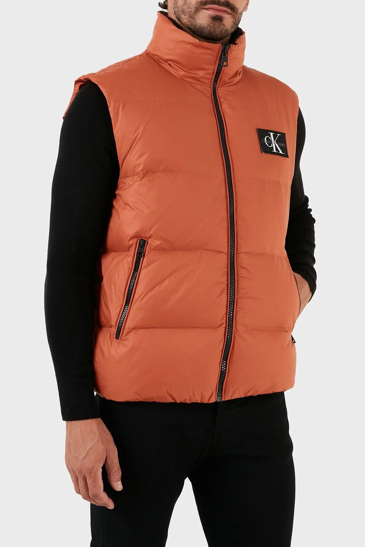 Calvin Klein Logolu Suya Dayanıklı Dik Yaka Regular Fit Şişme Erkek Yelek J30J323473 GAN KİREMİT - 4