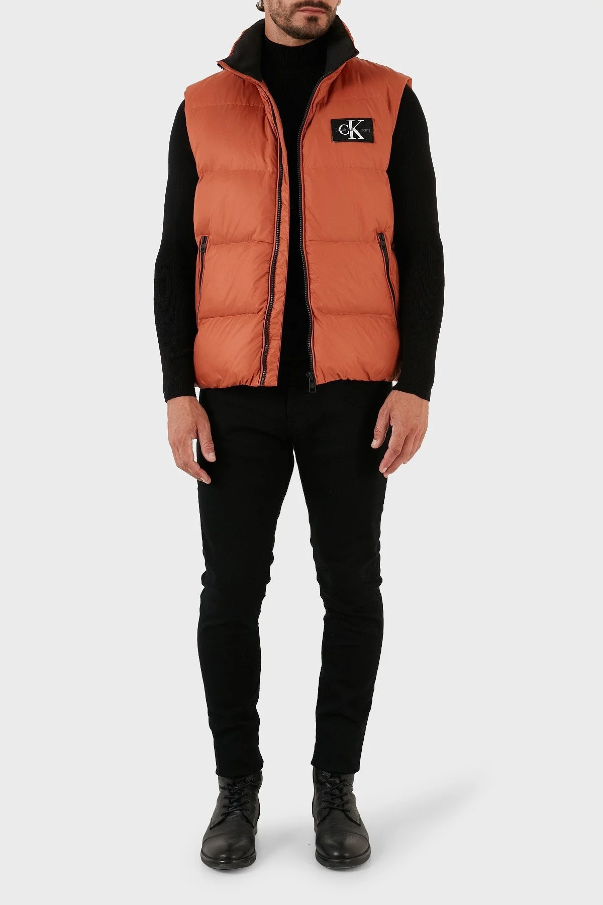 Calvin Klein Logolu Suya Dayanıklı Dik Yaka Regular Fit Şişme Erkek Yelek J30J323473 GAN KİREMİT - 5