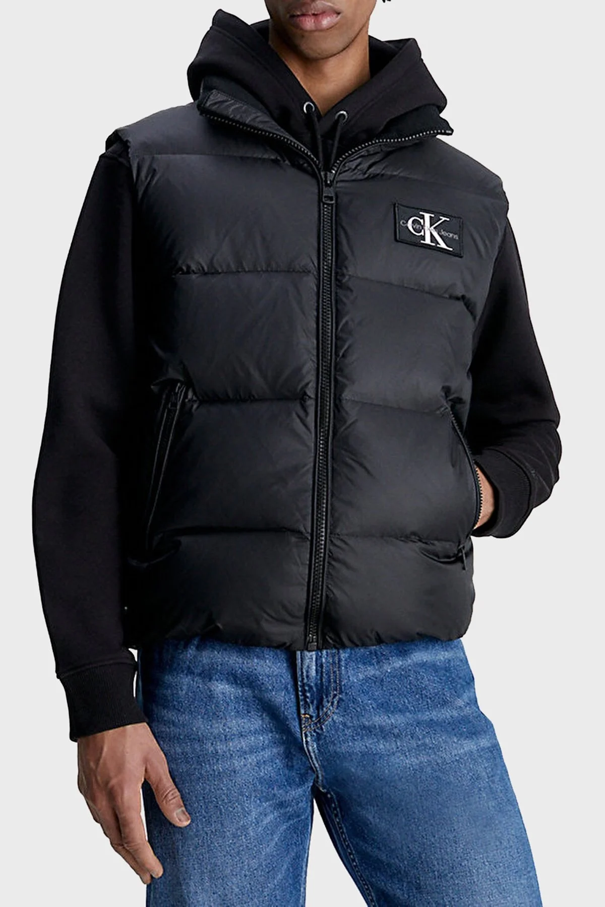 Calvin Klein Logolu Suya Dayanıklı Dik Yaka Regular Fit Şişme J30J323473BEH Erkek Yelek J30J323473 BEH SİYAH - 1