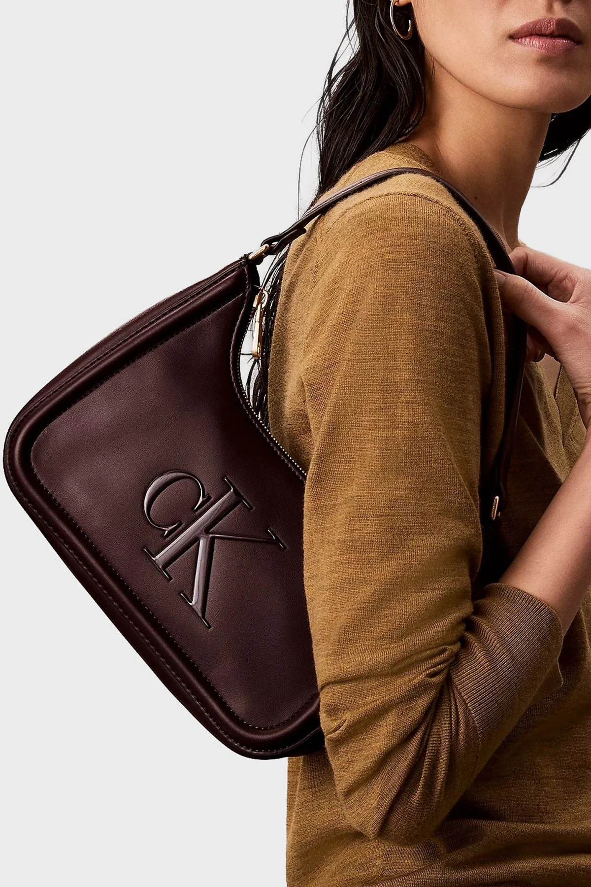 Calvin Klein Logolu Tutma Saplı Mini LV04F3230GBAP Bayan Çanta LV04F3230G BAP BORDO - 3