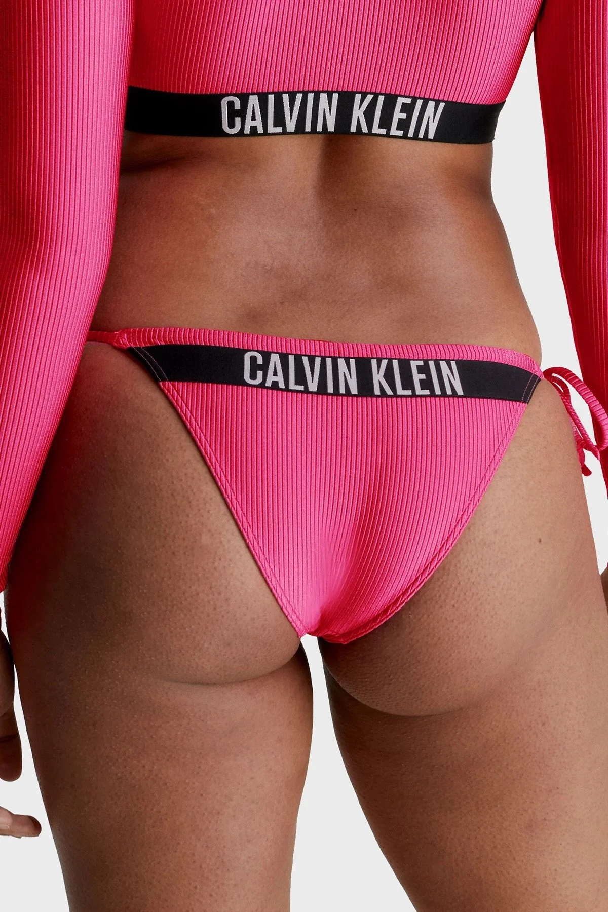 Calvin Klein Logolu Yanları Bağcıklı KW0KW01985XI1 Bayan Bikini Altı KW0KW01985 XI1 PEMBE - 2