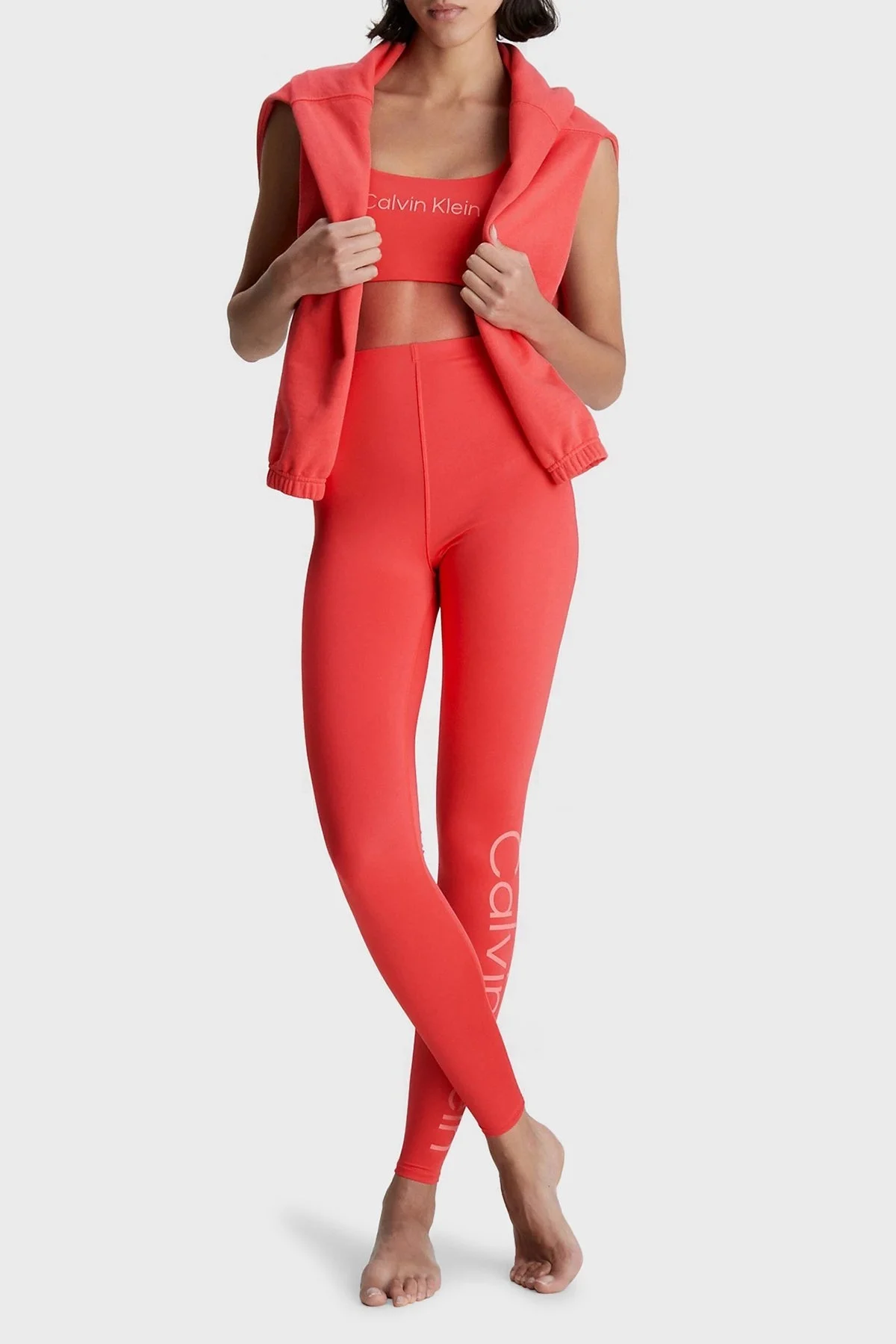 Calvin Klein Logolu Yüksek Bel Nem Emici 00GWS3L60297A Bayan Tayt 00GWS3L602 97A KIRMIZI - 5