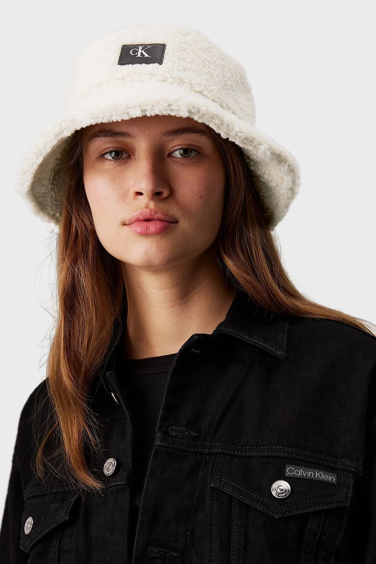 Calvin Klein Logolu Yumuşak Dokulu Bucket Kova K60K612656PAS Bayan Şapka K60K612656 PAS EKRU - 1