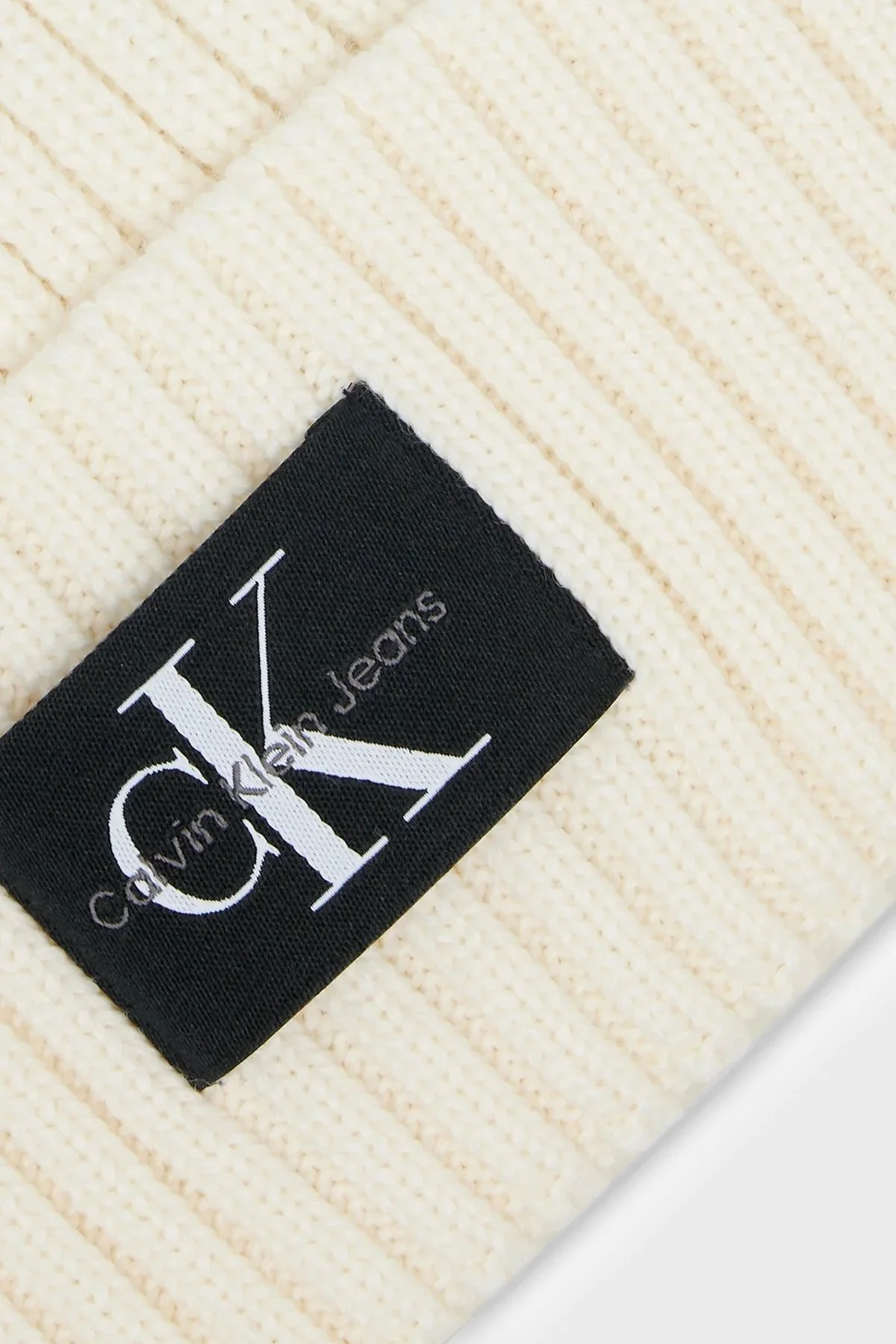 Calvin Klein Logolu Yün Karışımlı 19x21 cm K60K611030YAF Bayan Bere K60K611030 YAF BEYAZ - 2