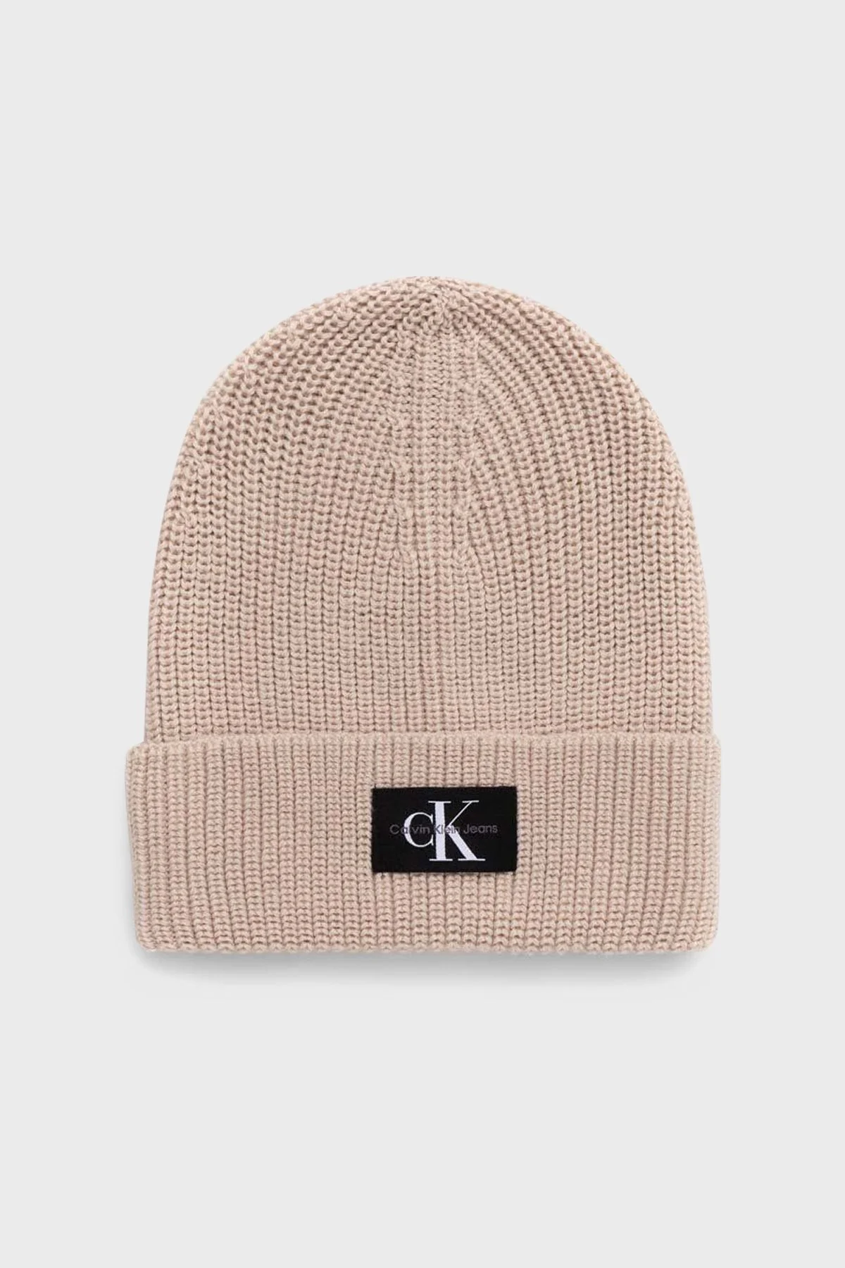 Calvin Klein Logolu Yün Karışımlı K50K510791PFI Erkek Bere K50K510791 PFI BEJ - 1