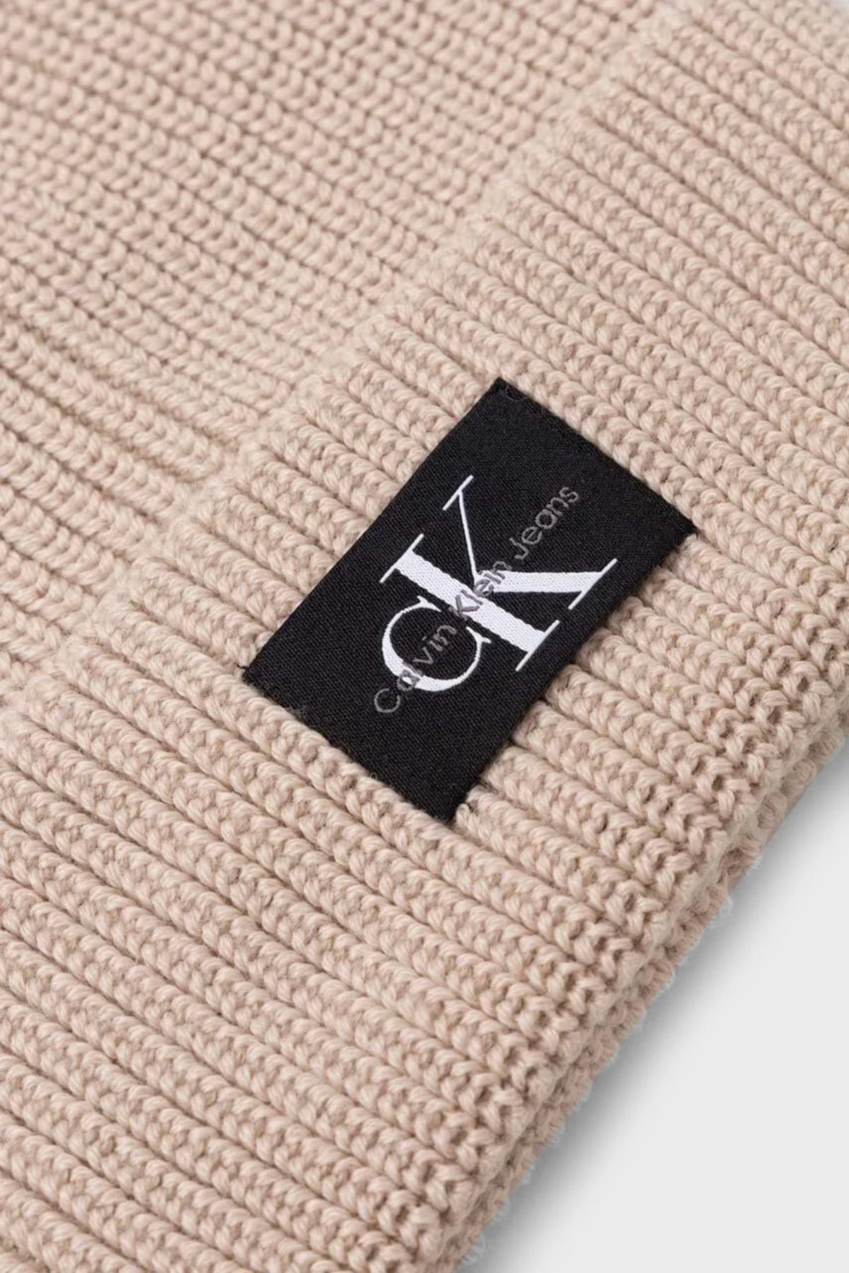 Calvin Klein Logolu Yün Karışımlı K50K510791PFI Erkek Bere K50K510791 PFI BEJ - 2