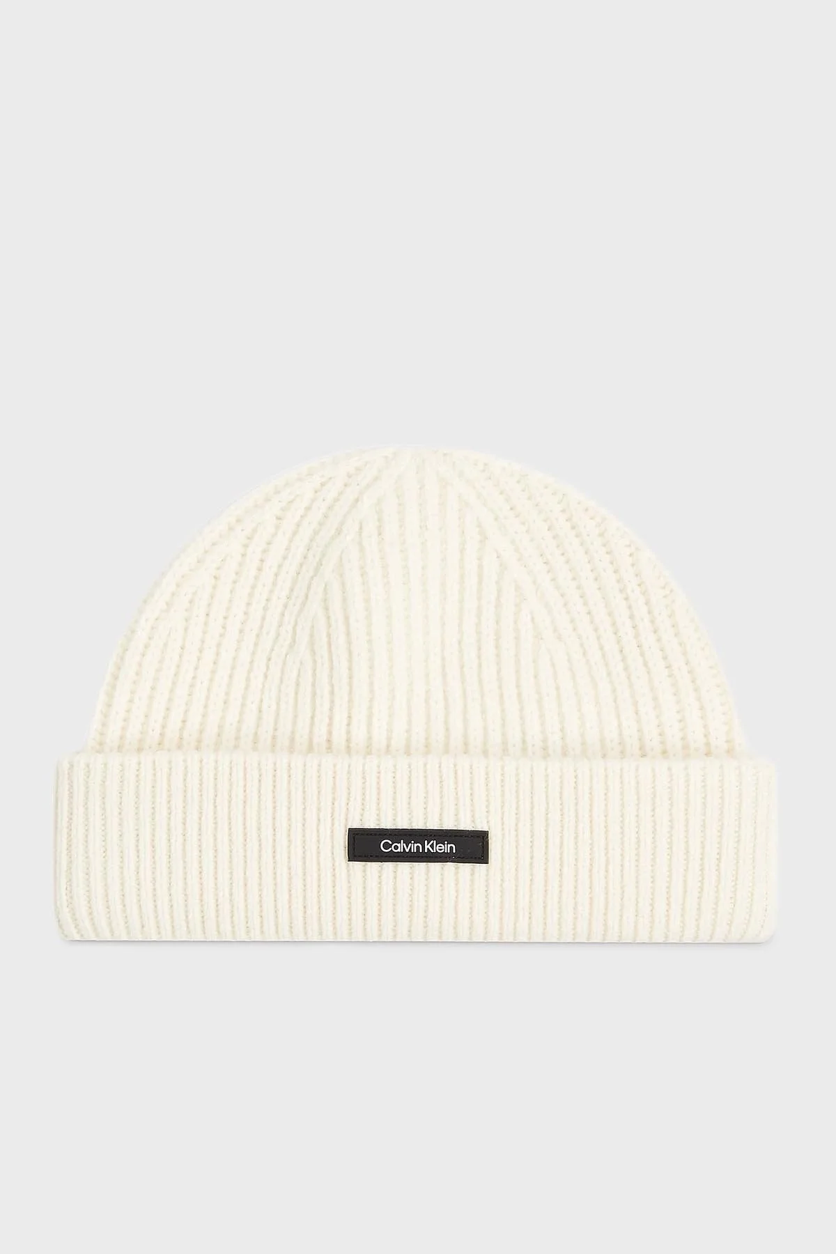 Calvin Klein Logolu Yün Karışımlı Kalın K50K512360YAH Erkek Bere K50K512360 YAH EKRU - 1