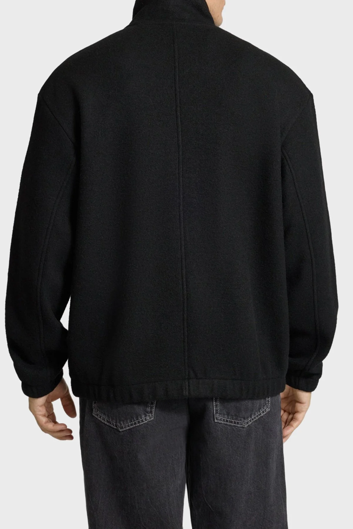 Calvin Klein Logolu Yün Karışımlı Oversize Dik Yaka Fermuarlı LV04LD218GUB1 Erkek Ceket LV04LD218G UB1 SİYAH - 3