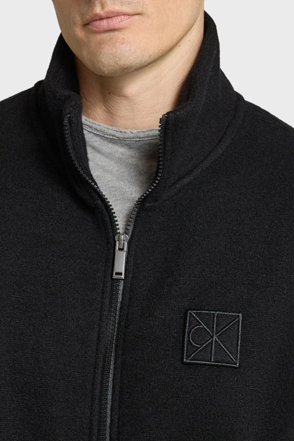 Calvin Klein Logolu Yün Karışımlı Oversize Dik Yaka Fermuarlı LV04LD218GUB1 Erkek Ceket LV04LD218G UB1 SİYAH - 4