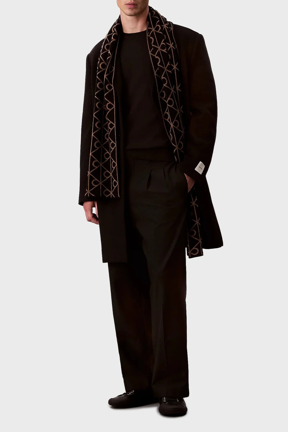 Calvin Klein Logolu Yün ve Kaşmir Karışımlı LV04D8059GUB1 Erkek Atkı LV04D8059G UB1 SİYAH - 2