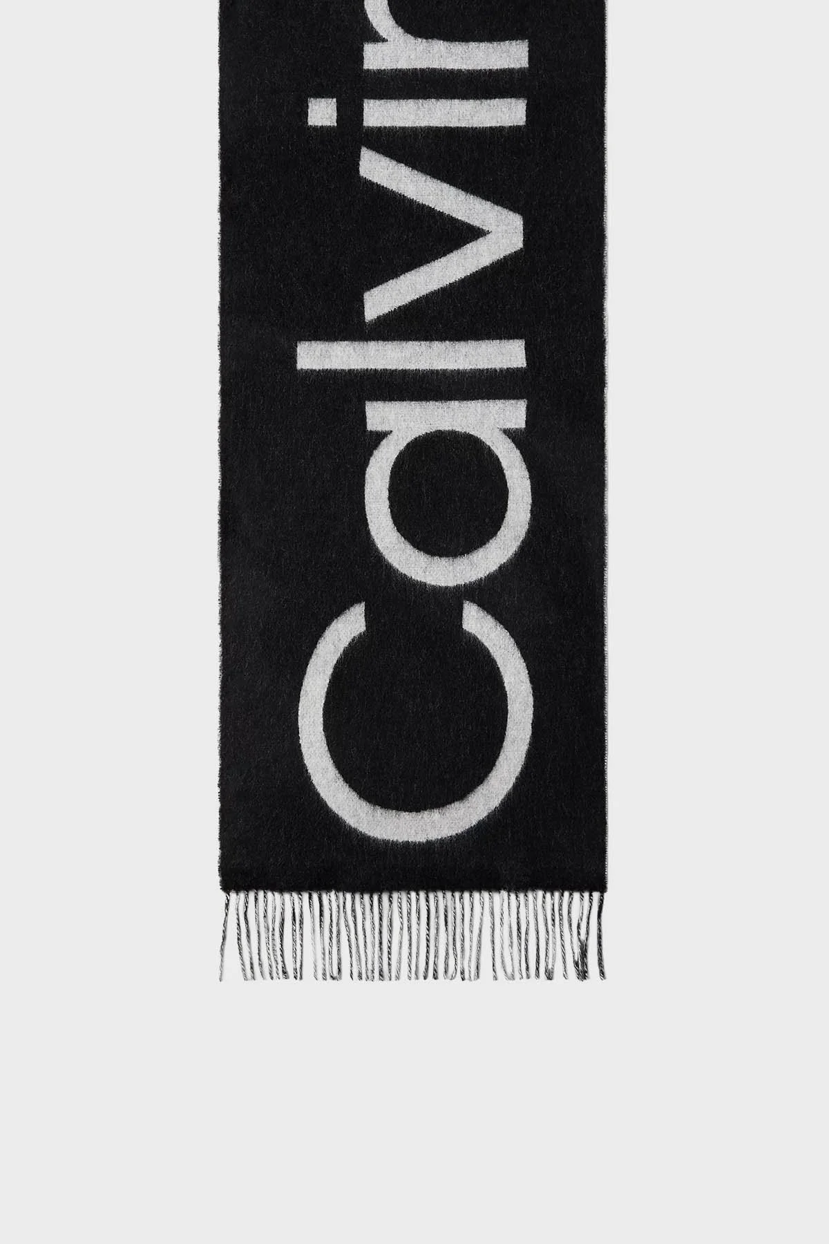 Calvin Klein Logolu Yünlü LV04D8026GUB1 Erkek Atkı LV04D8026G UB1 SİYAH - 1