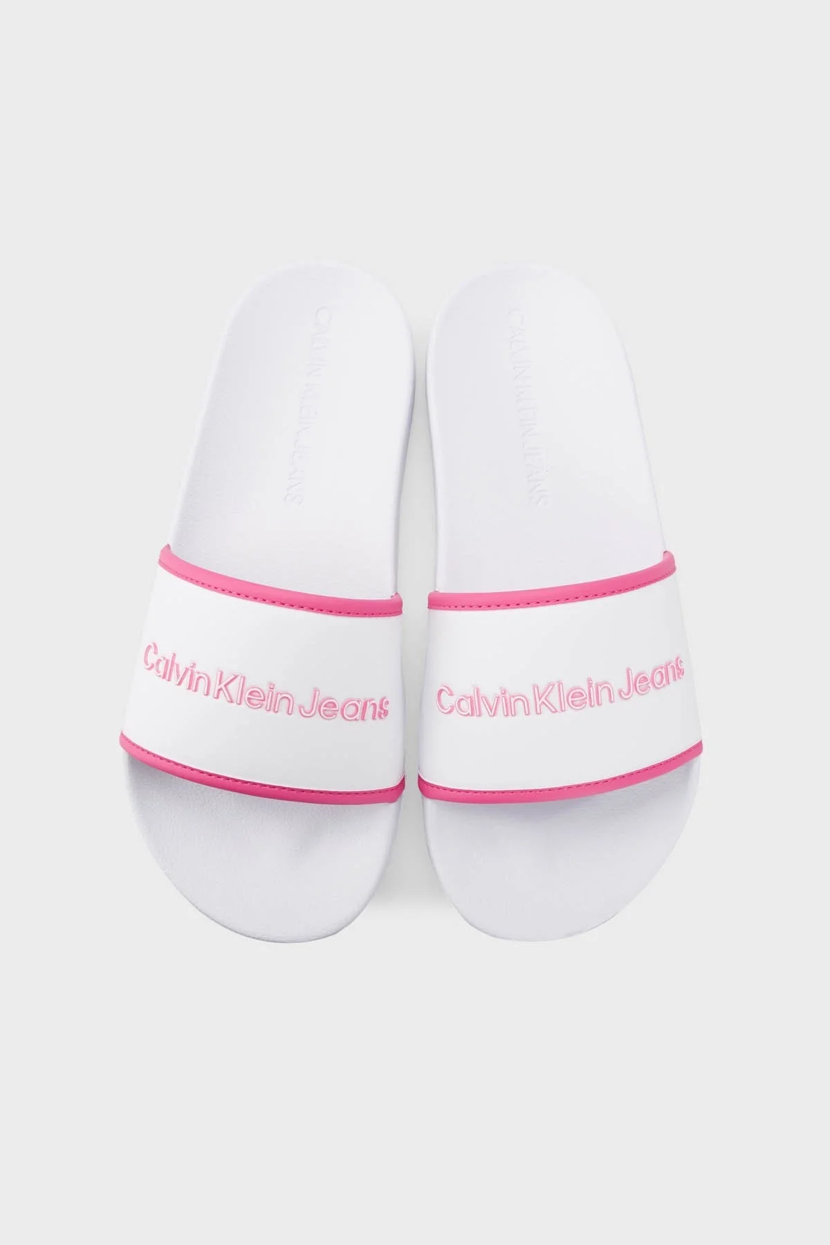 Calvin Klein Logolu YW0YW0059401W Bayan Terlik YW0YW00594 01W BEYAZ-PEMBE - 5