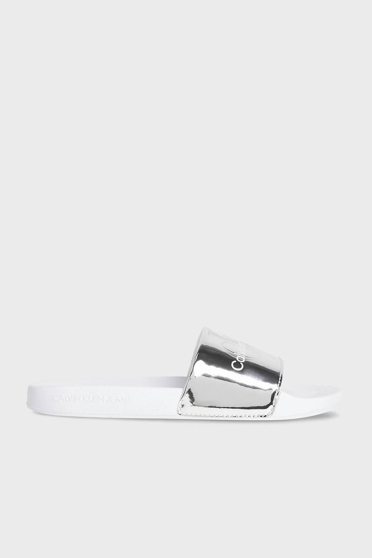 Calvin Klein Logolu YW0YW0063802W Bayan Terlik YW0YW00638 02W BEYAZ-GÜMÜŞ - 1