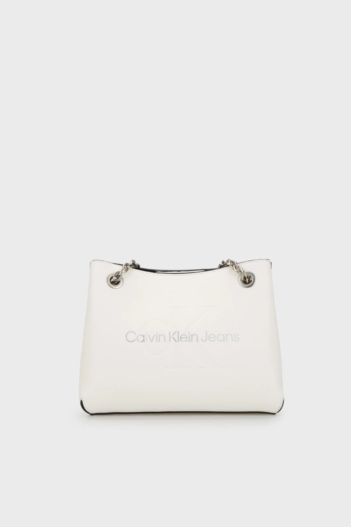 Calvin Klein Logolu Zincir Askılı K60K6078310LI Bayan Çanta K60K607831 0LI BEYAZ-GÜMÜŞ - 1
