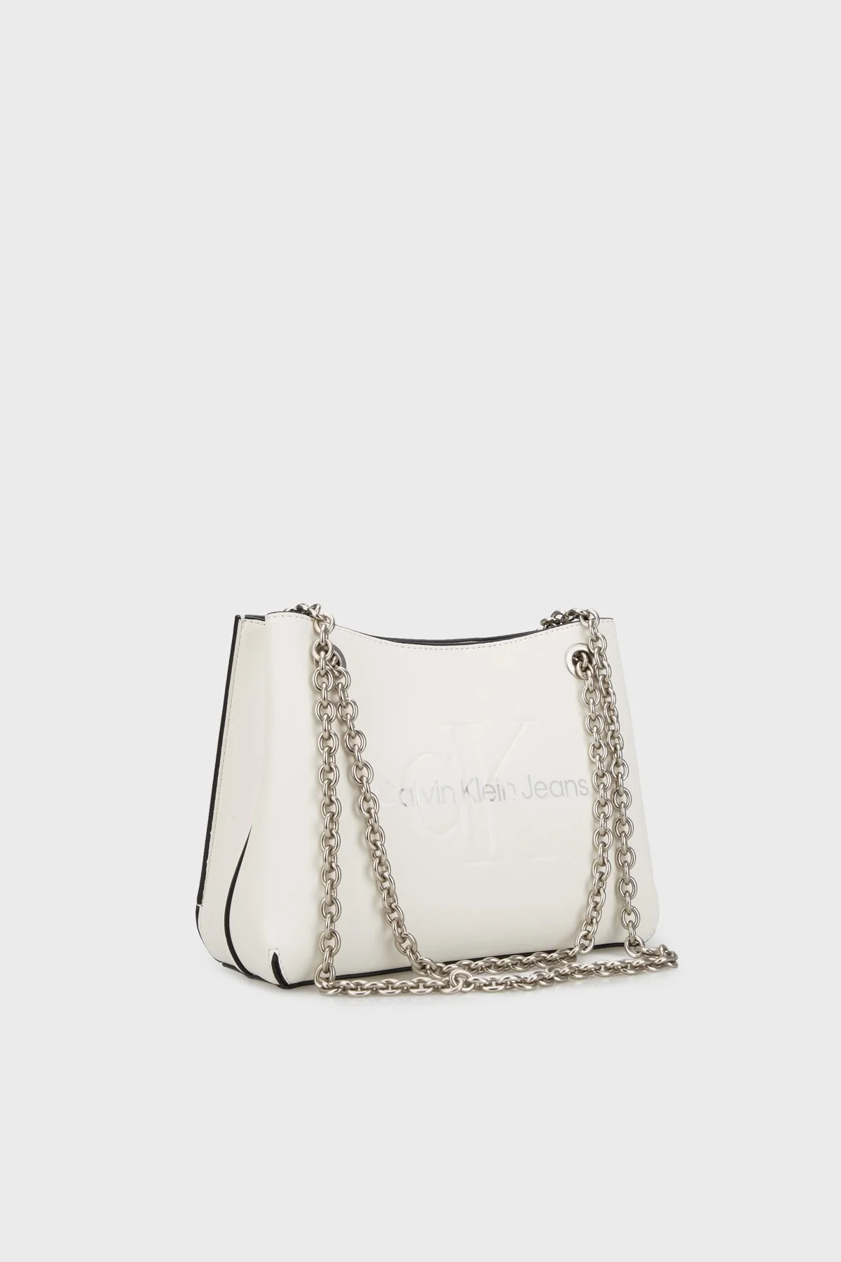 Calvin Klein Logolu Zincir Askılı K60K6078310LI Bayan Çanta K60K607831 0LI BEYAZ-GÜMÜŞ - 2