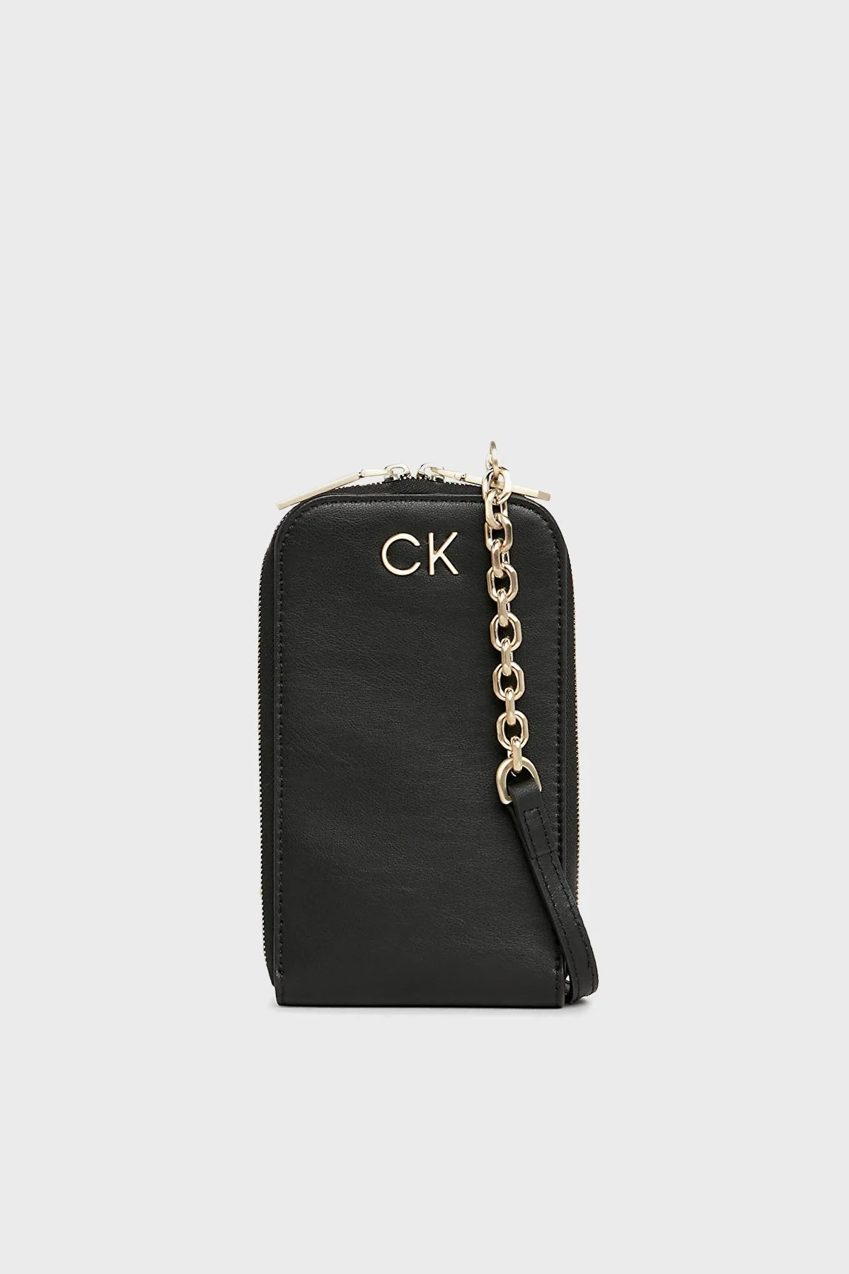 Calvin Klein Logolu Zincir Askılı K60K611100BEH Bayan Telefon Çantası K60K611100 BEH SİYAH - 1
