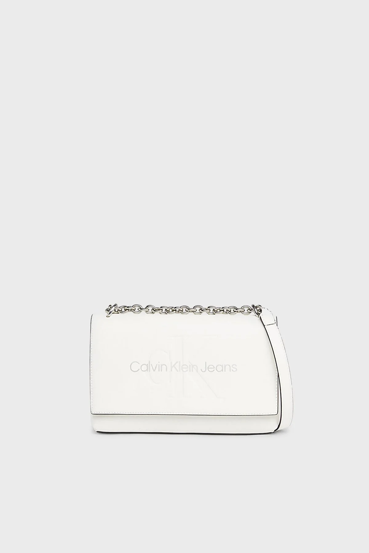 Calvin Klein Logolu Zincir Askılı K60K6118660LI Bayan Çanta K60K611866 0LI BEYAZ-GÜMÜŞ - 1