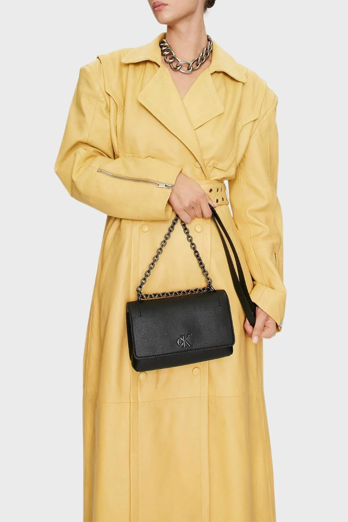 Calvin Klein Logolu Zincir Askılı K60K612233BEH Bayan Çanta K60K612233 BEH SİYAH - 7