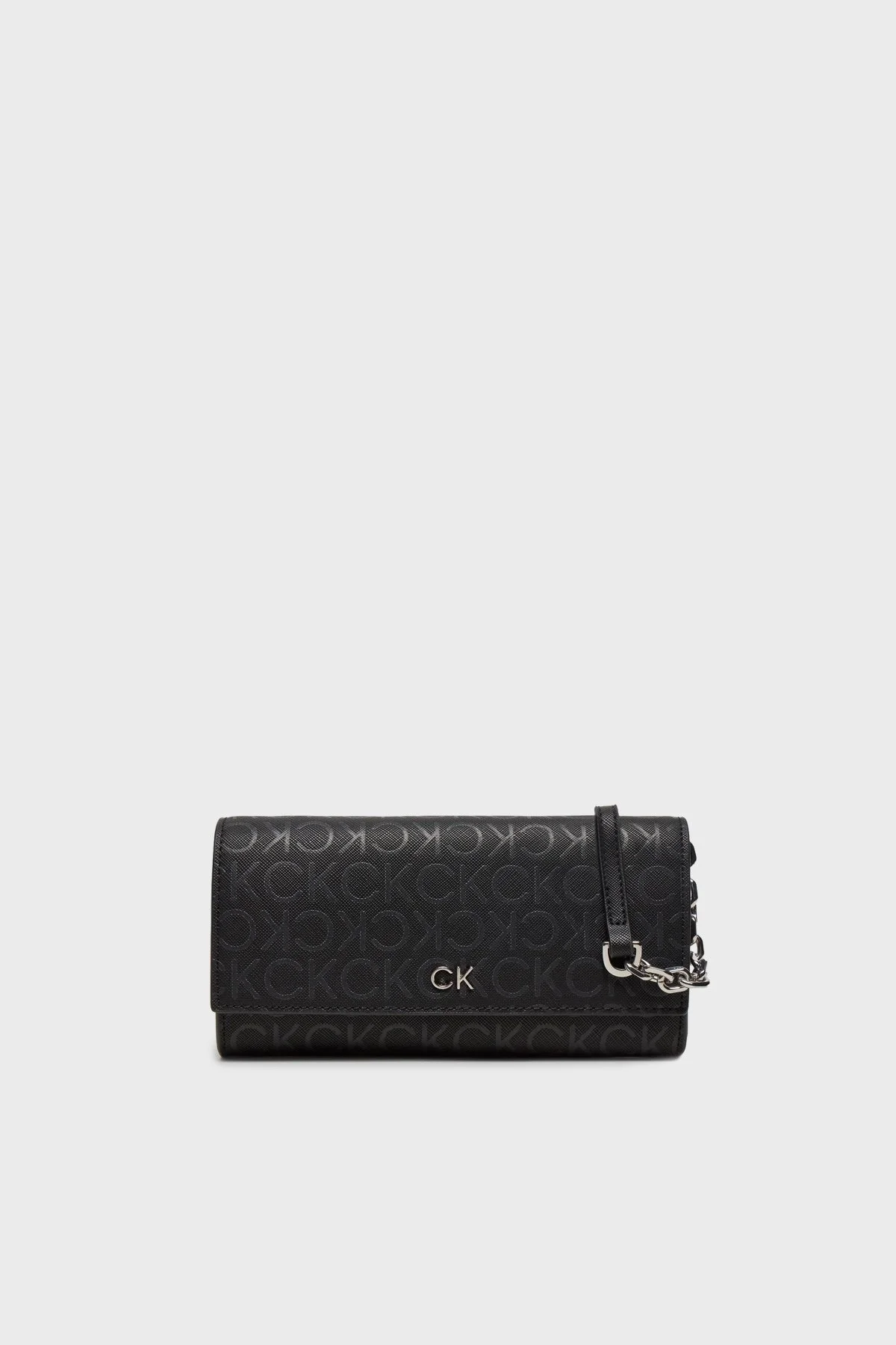 Calvin Klein Logolu Zincir Askılı K60K6124240GM Bayan Cüzdan K60K612424 0GM SİYAH - 1