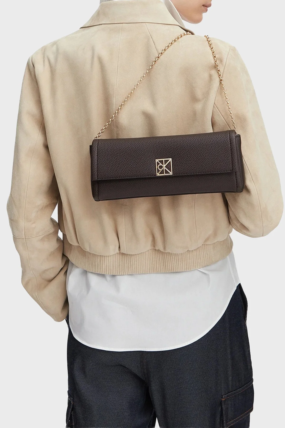 Calvin Klein Logolu Zincir Askılı LV04F3740GBAL Kadın Çanta LV04F3740G BAL KAHVE - 2