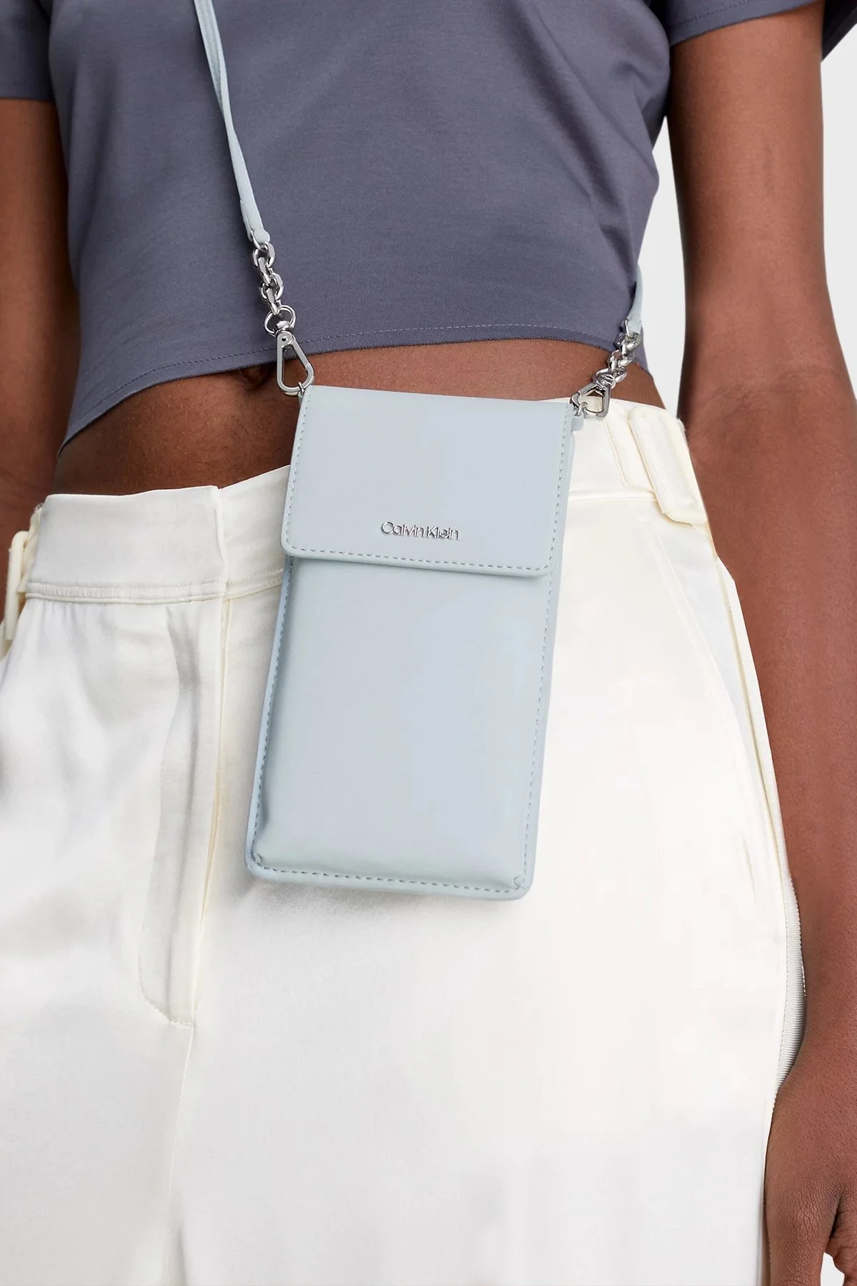 Calvin Klein Logolu Zincir Askılı Telefon K60K608246DYI Bayan Çanta K60K608246 DYI MAVİ - 3