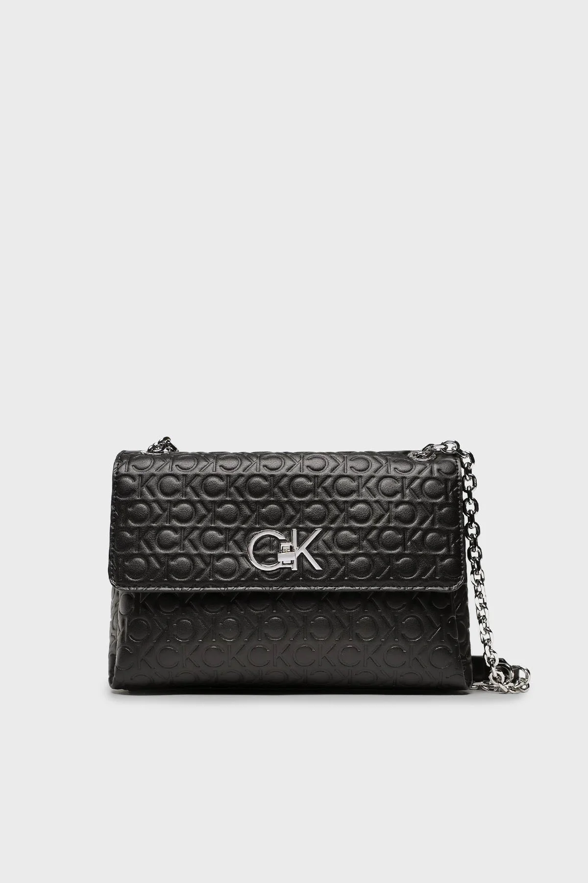 Calvin Klein Logolu Zincir Detaylı Omuz Askılı Bayan Çanta K60K610186 BAX SİYAH - 1