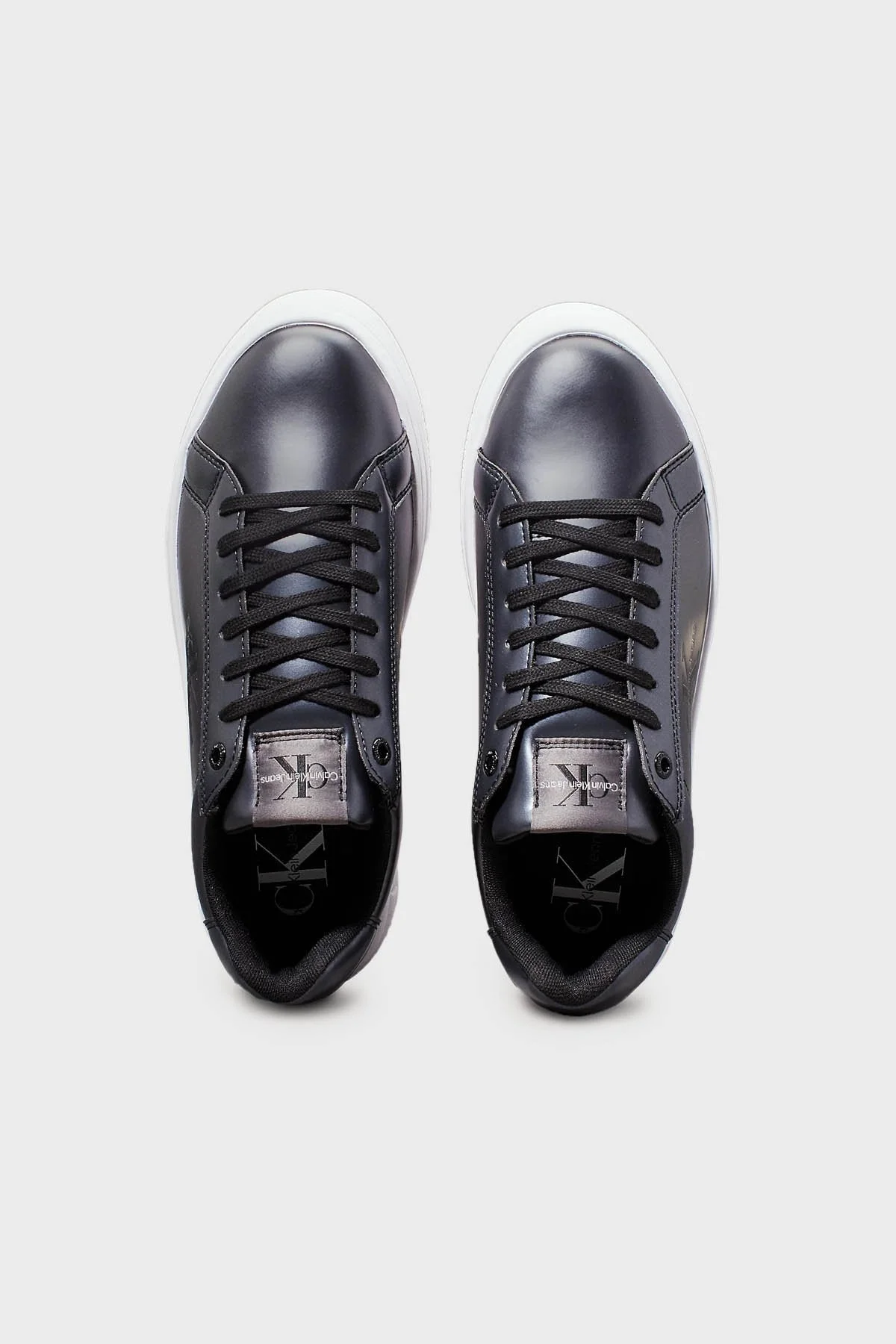 Calvin Klein Metalik Deri Platform Sneaker YW0YW014640GT Bayan Ayakkabı YW0YW01464 0GT SİYAH-BEYAZ - 4